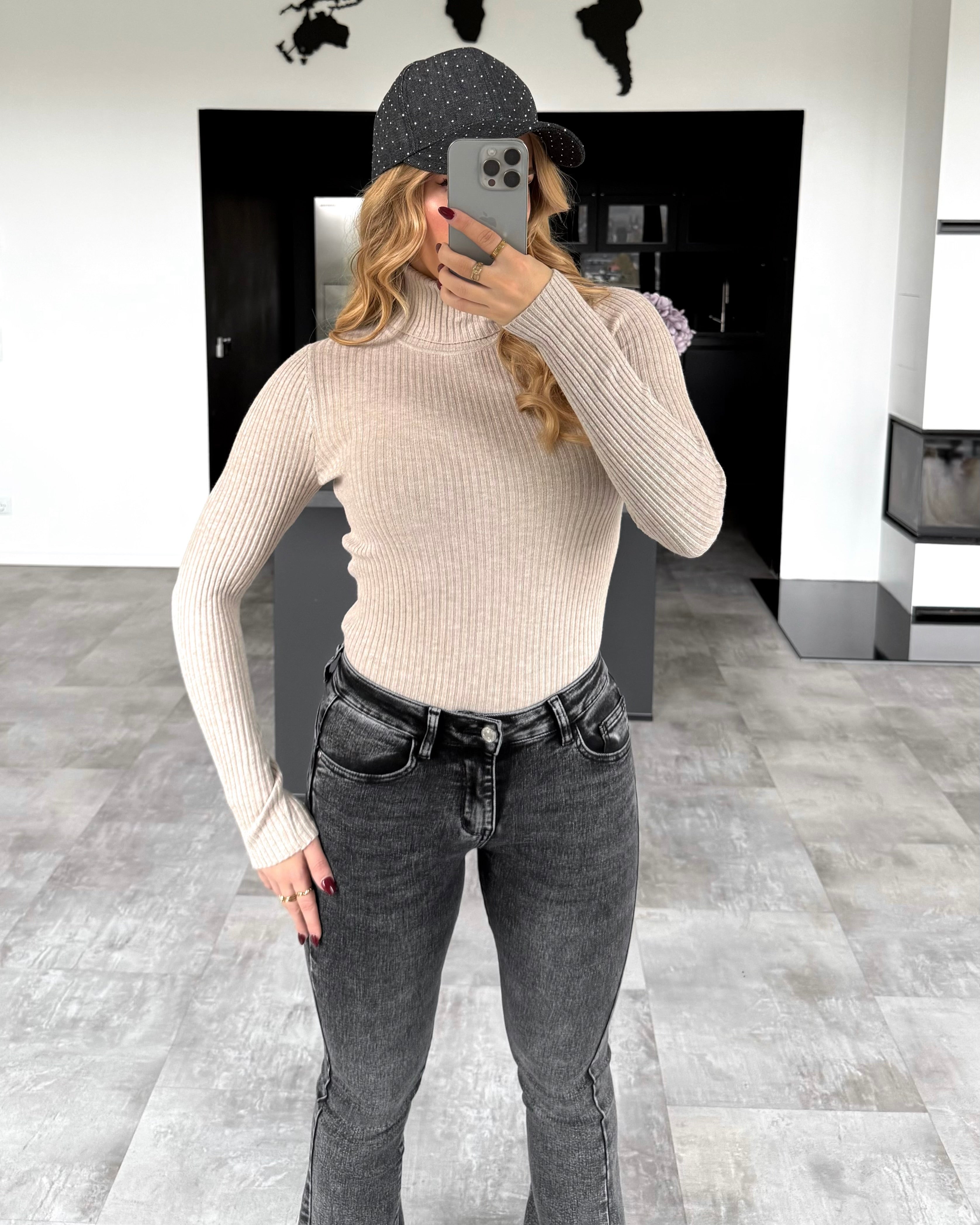 Rollkragenpullover "Rosy" Beige