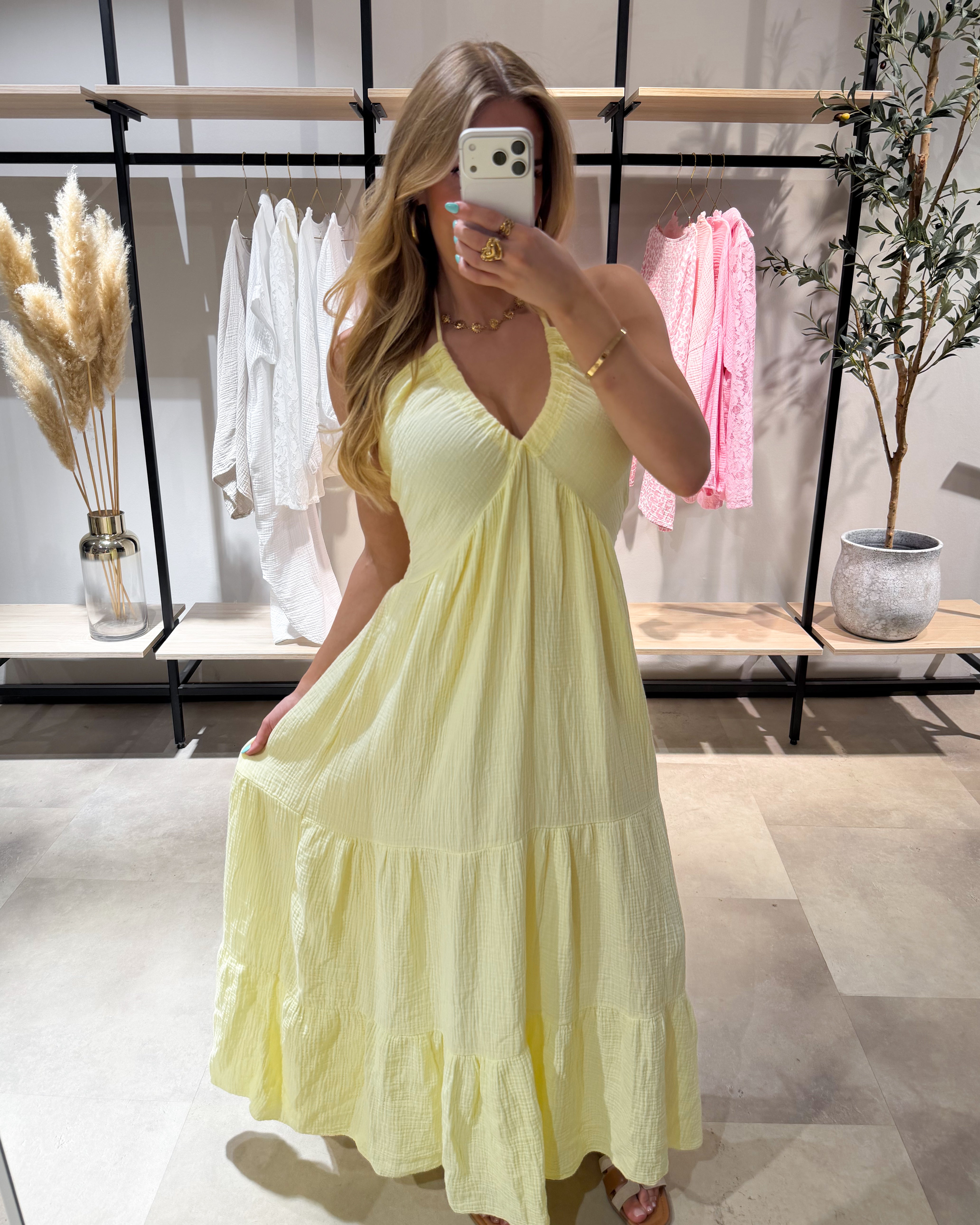 Musselin Maxikleid “Cara“ Hellgelb