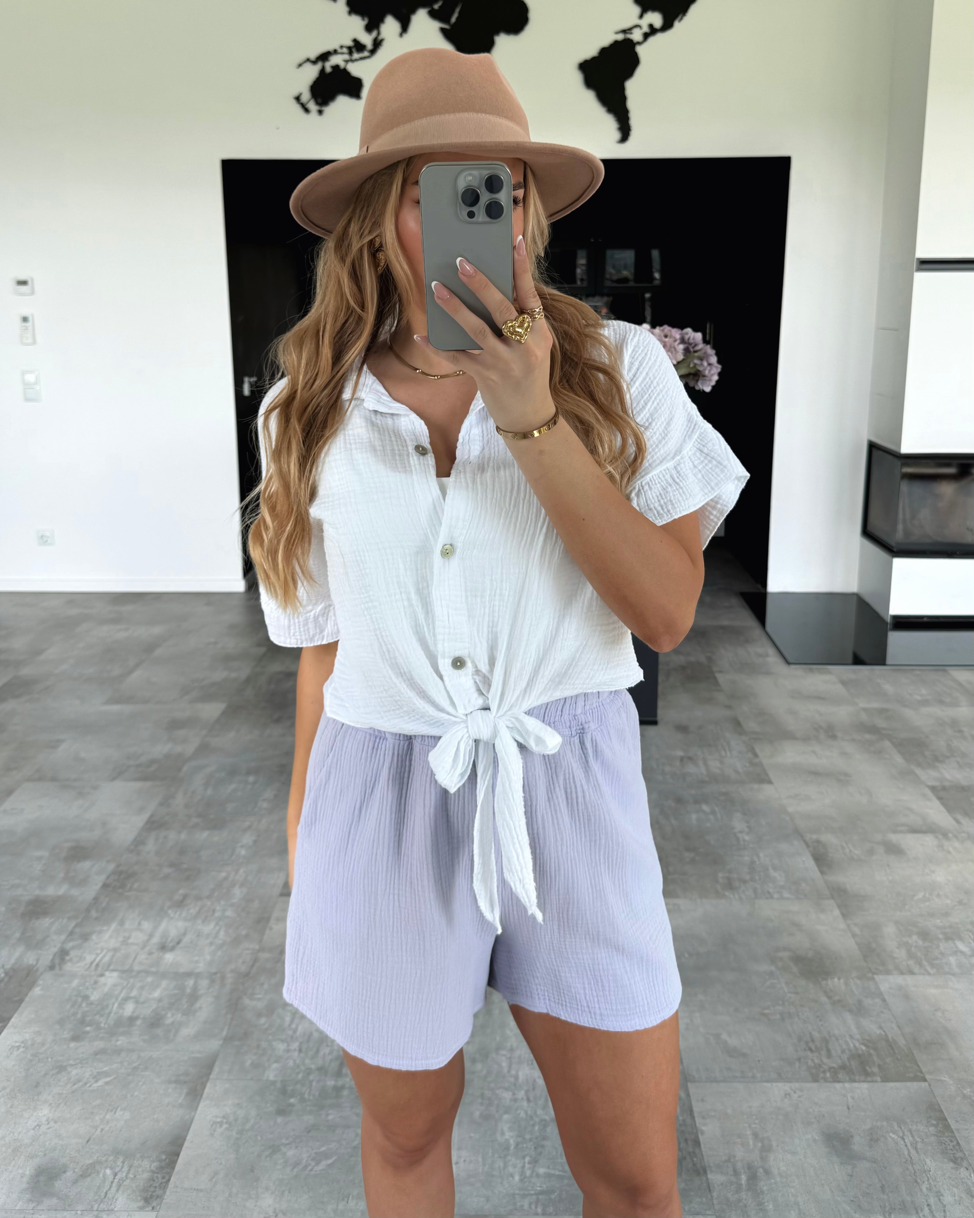 Musselin Shorts “Sunny” Flieder
