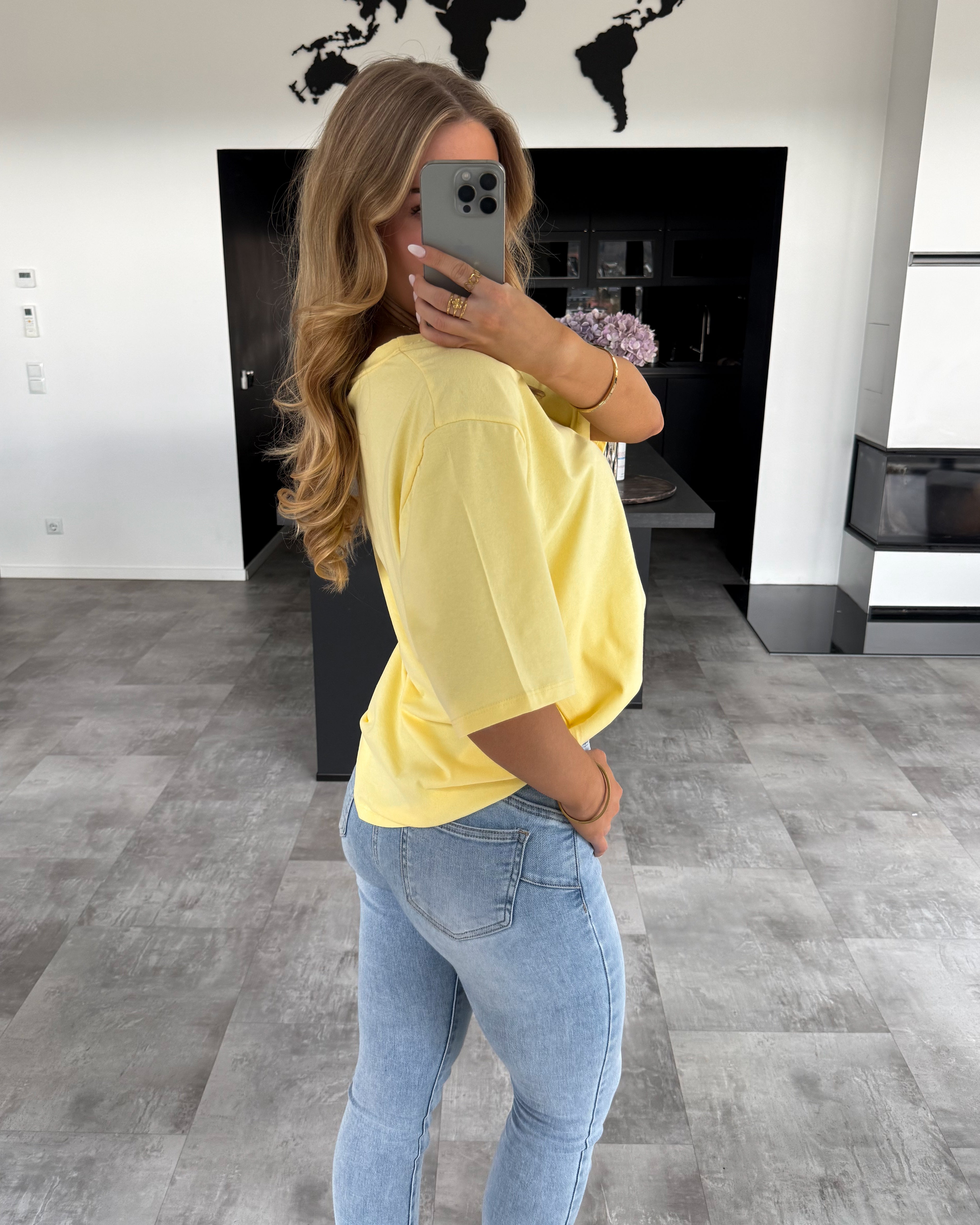 Baumwoll T-Shirt "Becky" Hellgelb