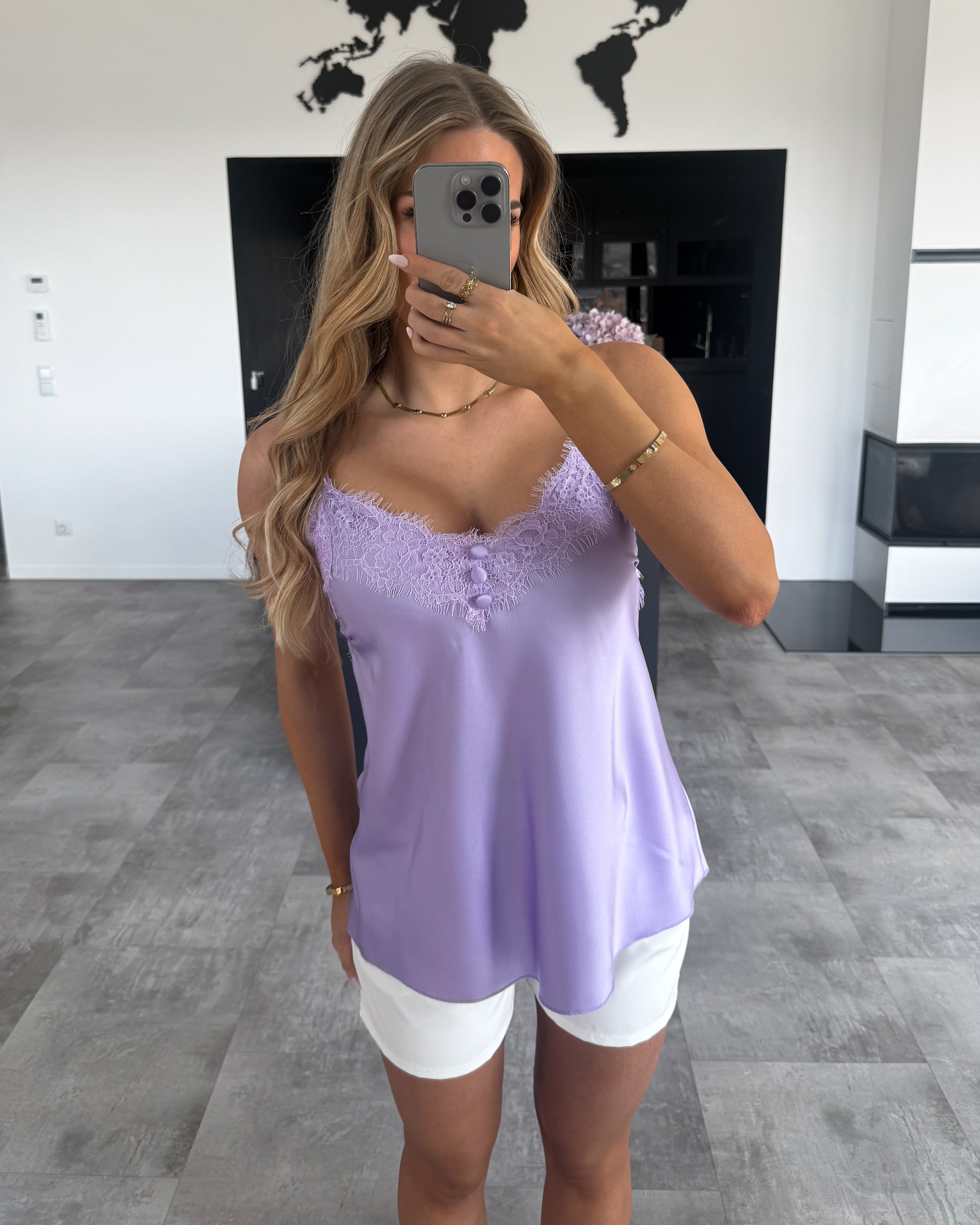 Spaghettiträger-Top "Malina" mit Spitze Flieder