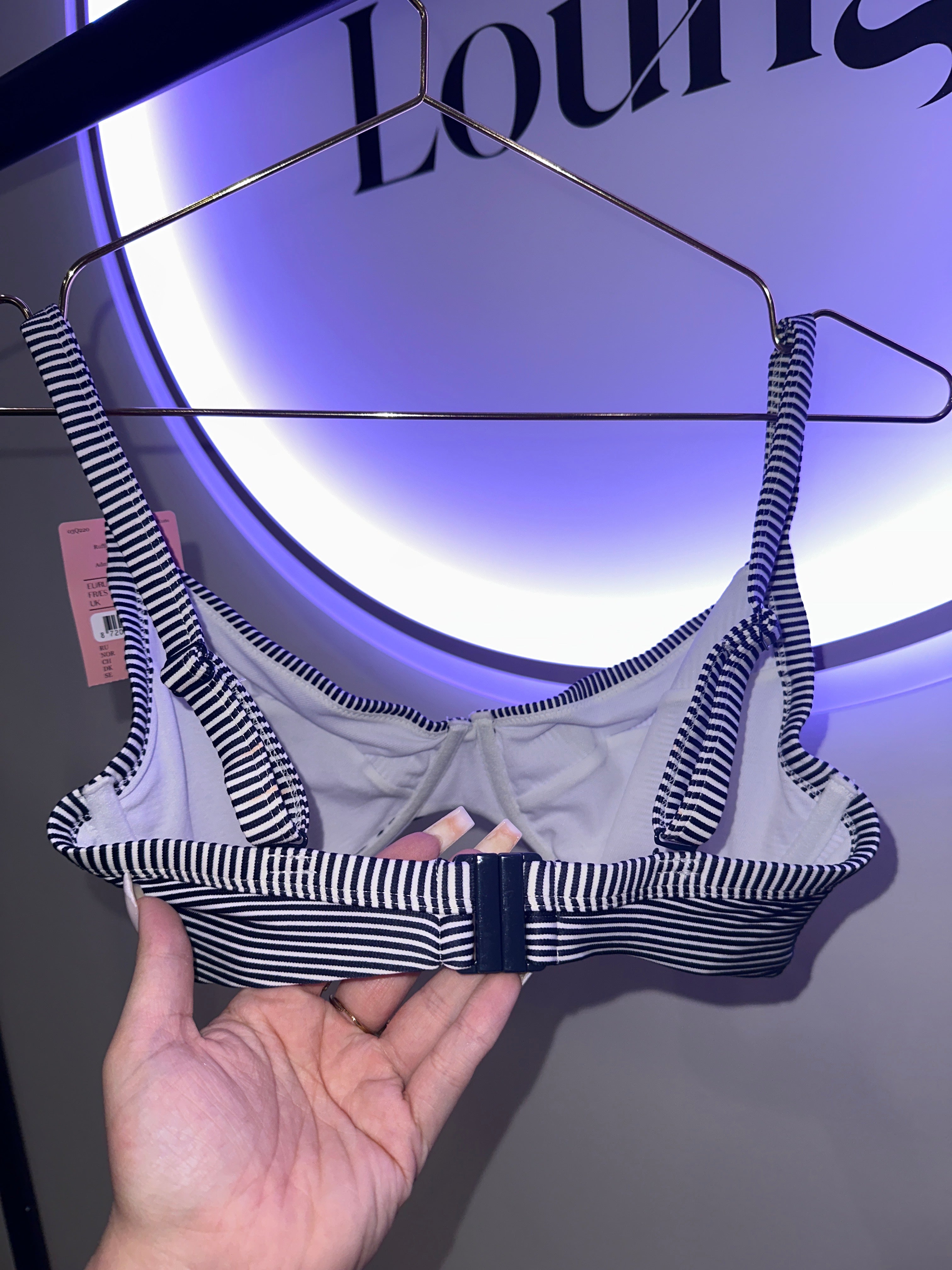 EINZELSTÜCK Bikini Oberteil Weiß-Navy gestreift #115