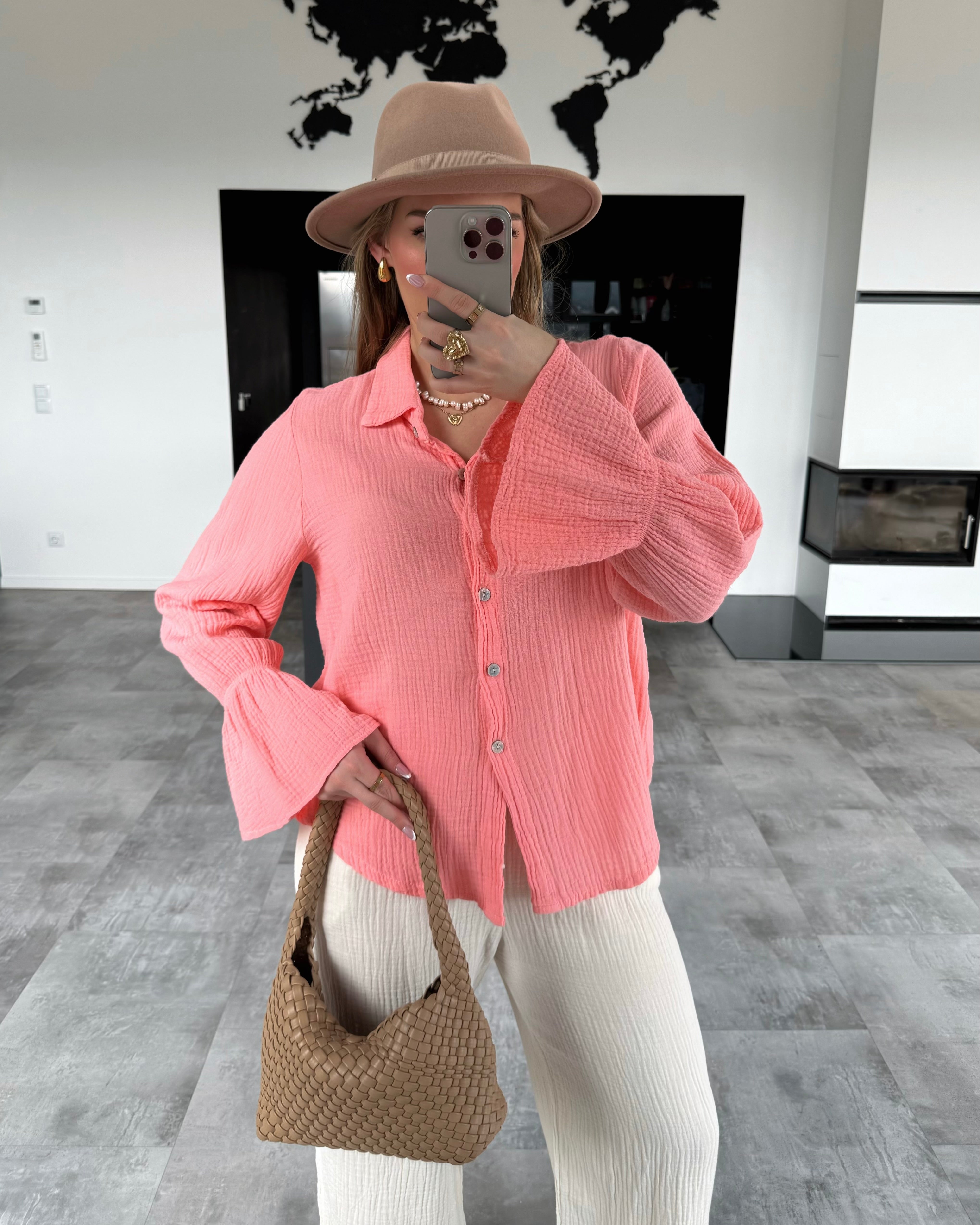 Musselin Bluse "Talina" Koralle