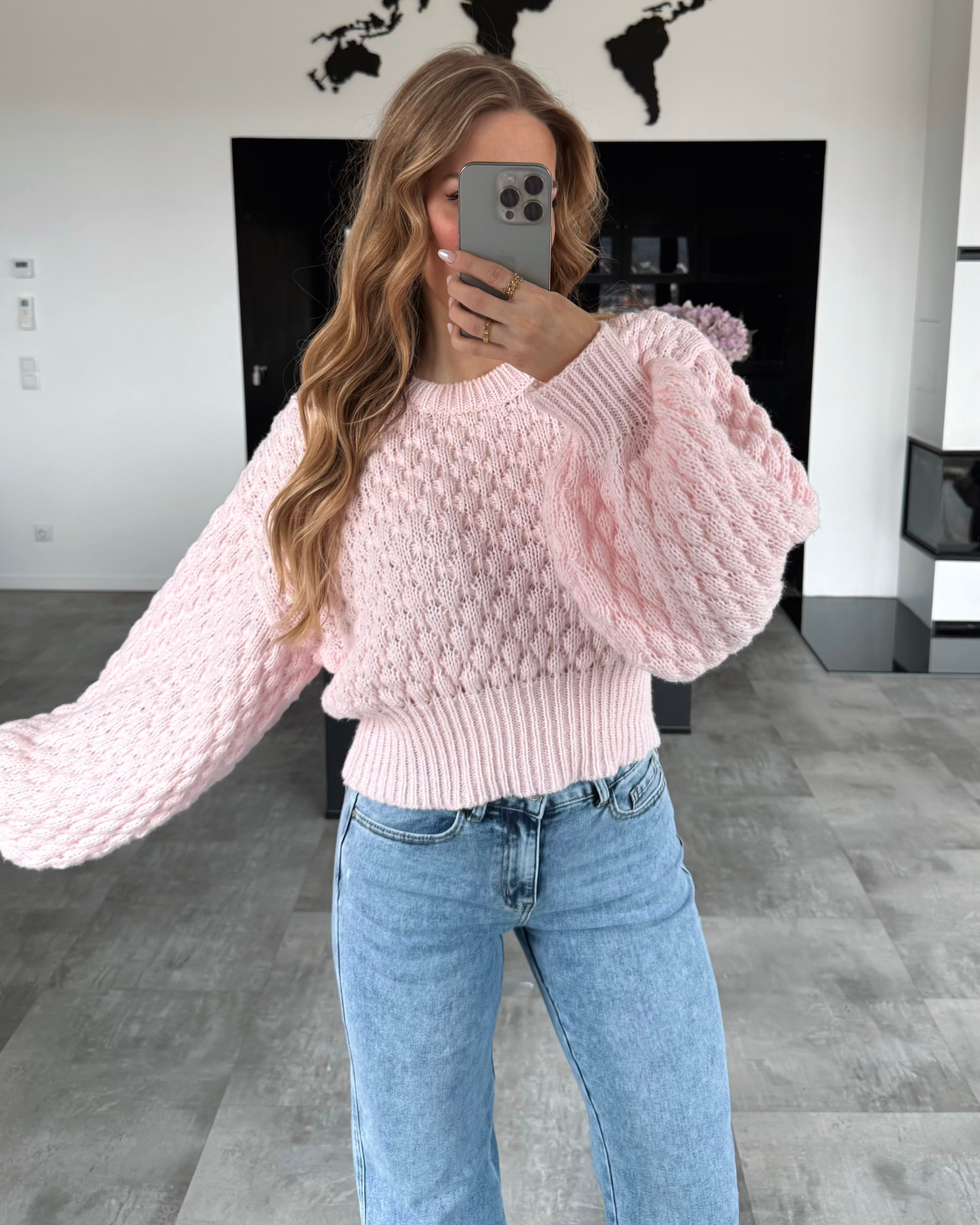 Strickpullover “Cecilia” Babyrosa Cropped