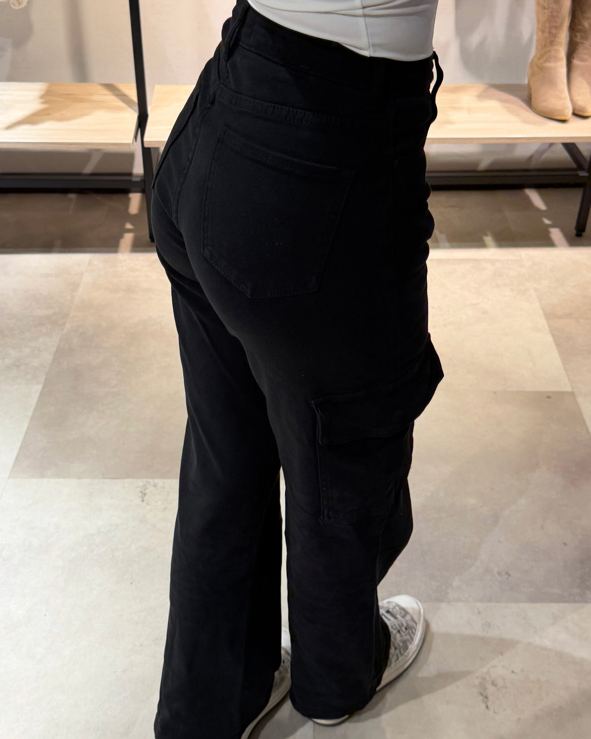 Cargo Wide Leg Jeans “Noa“ Schwarz