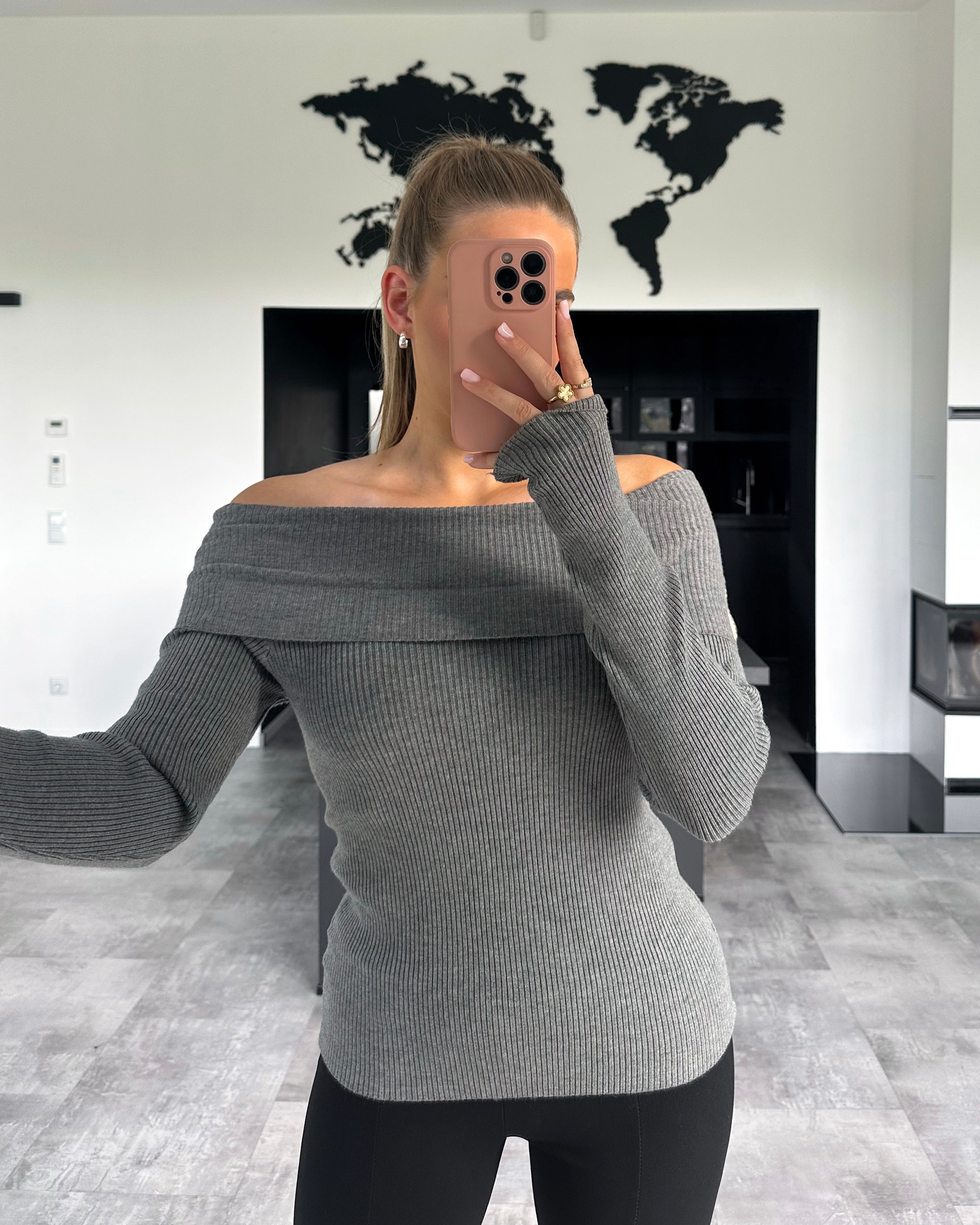 Sweater „Louise“ Schulterfrei Grau