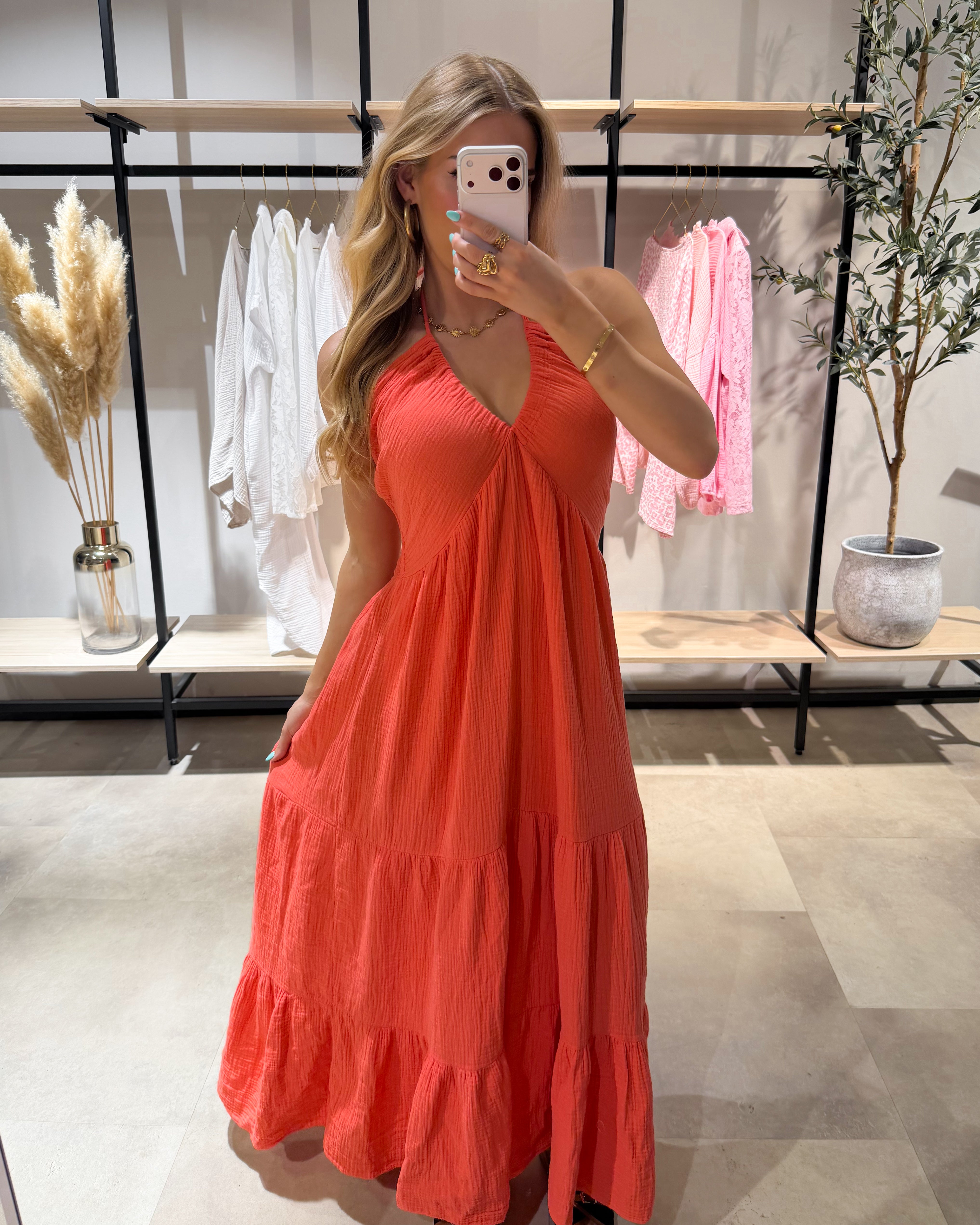 Musselin Maxikleid “Cara“ Koralle