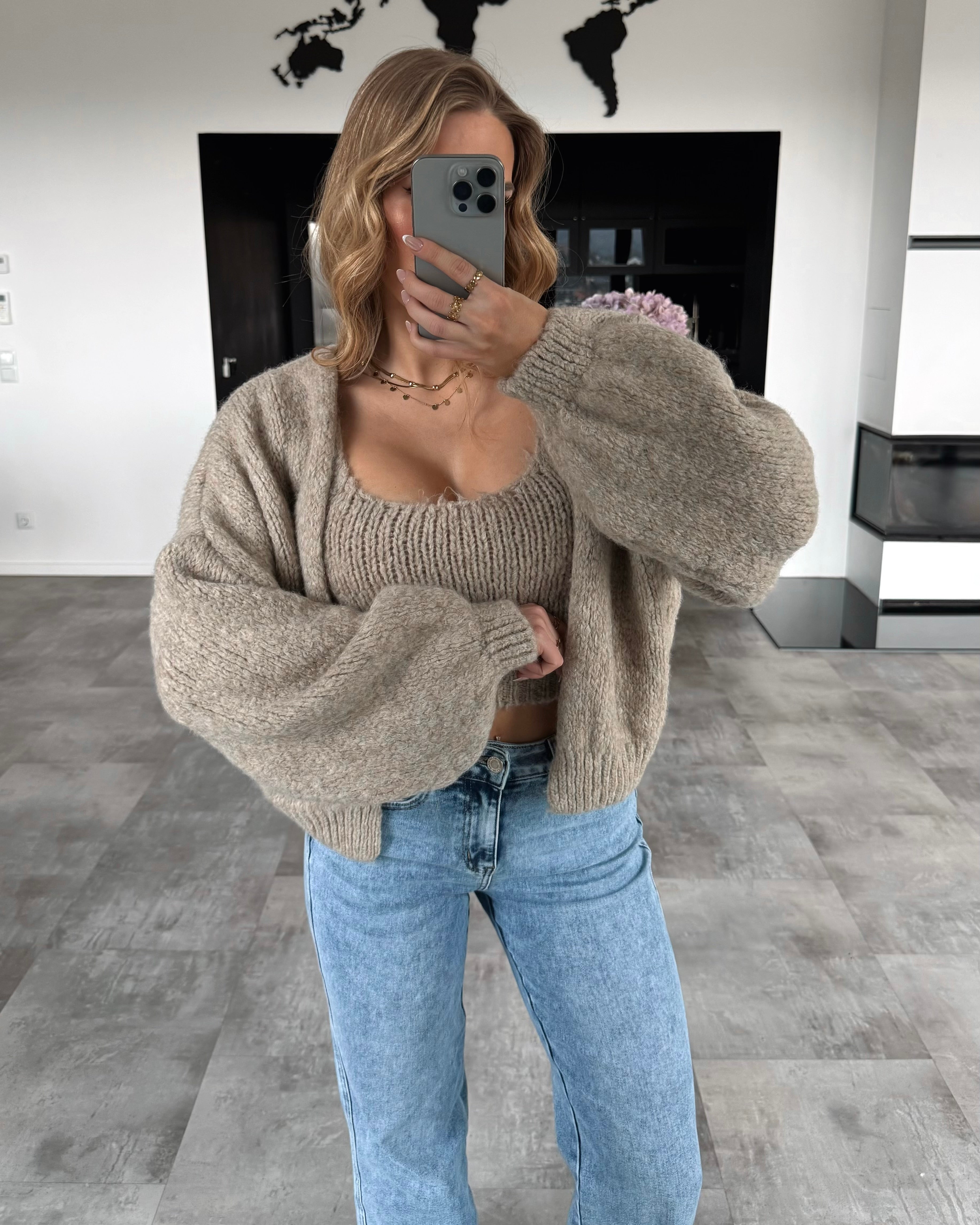 Strickset “Alessia” Beige