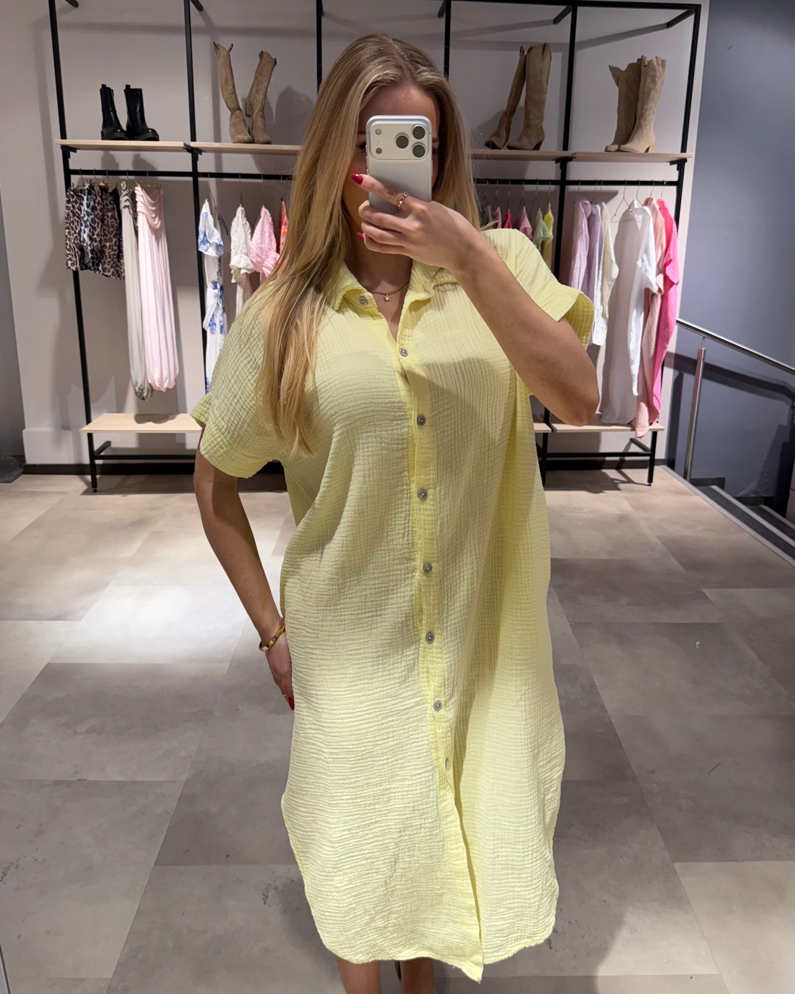 Musselin Kleid “Leana“ Hellgelb