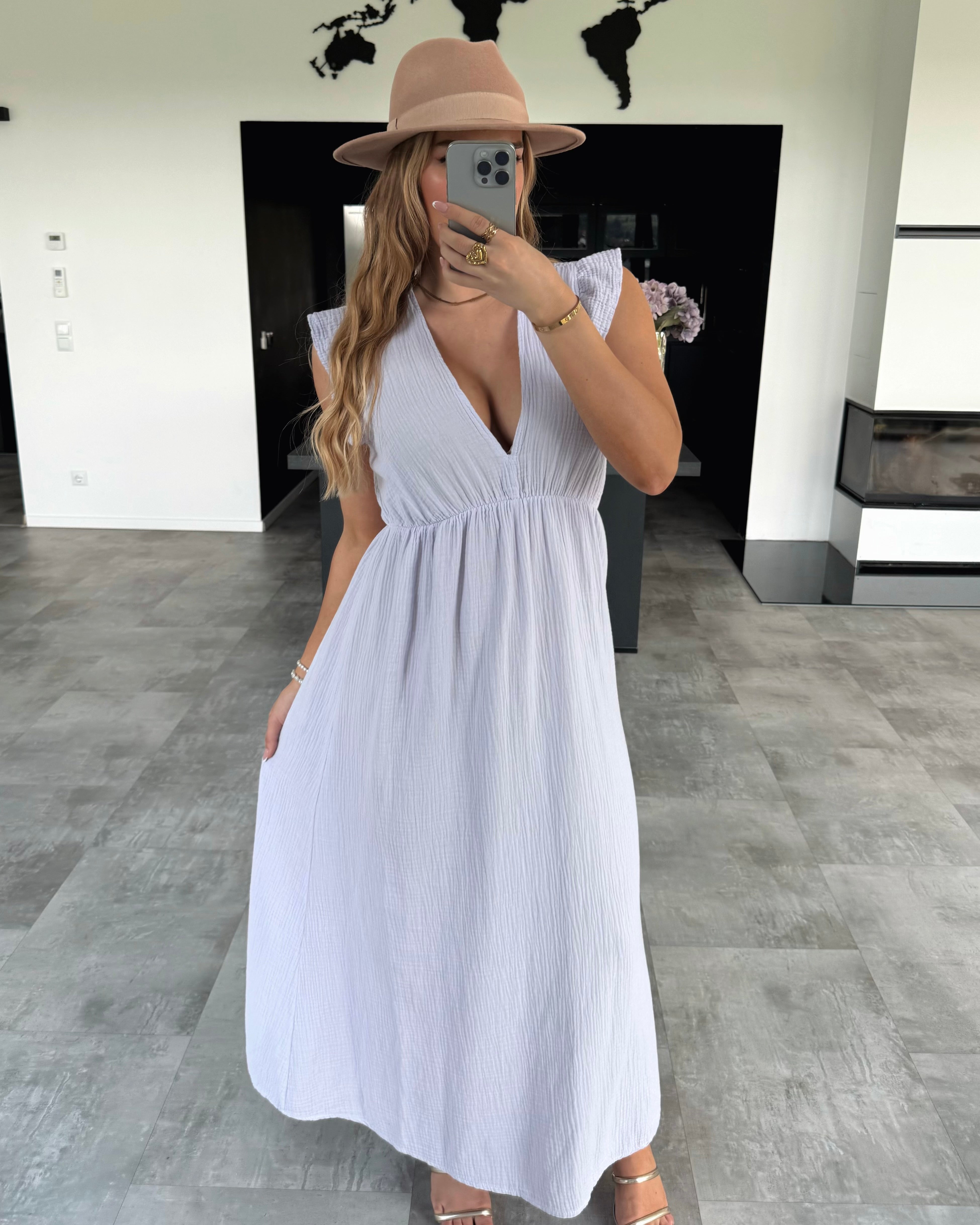 Musselin Kleid “Naya” Flieder