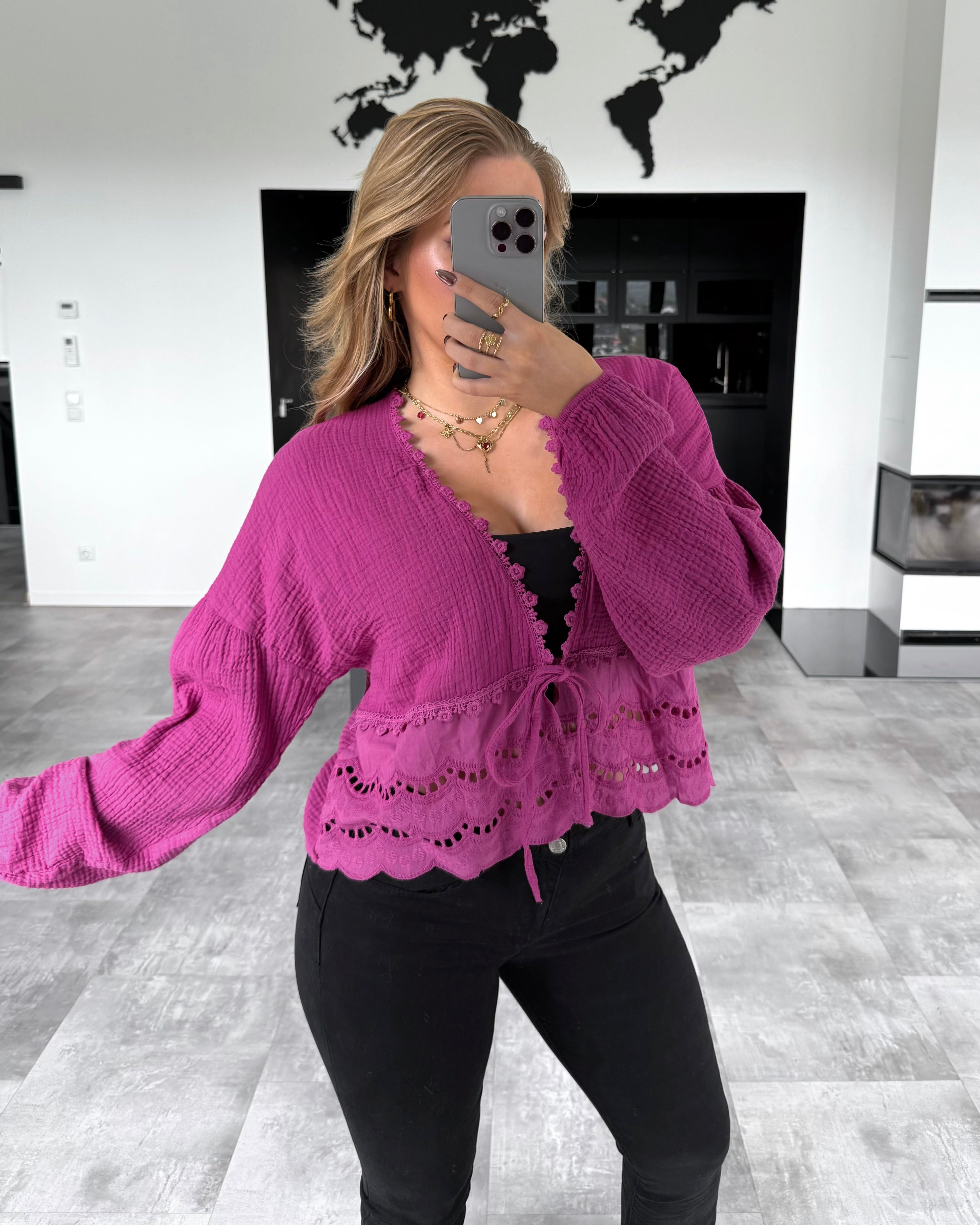 Musselin Knoten-Bluse "Emmi" Amarena