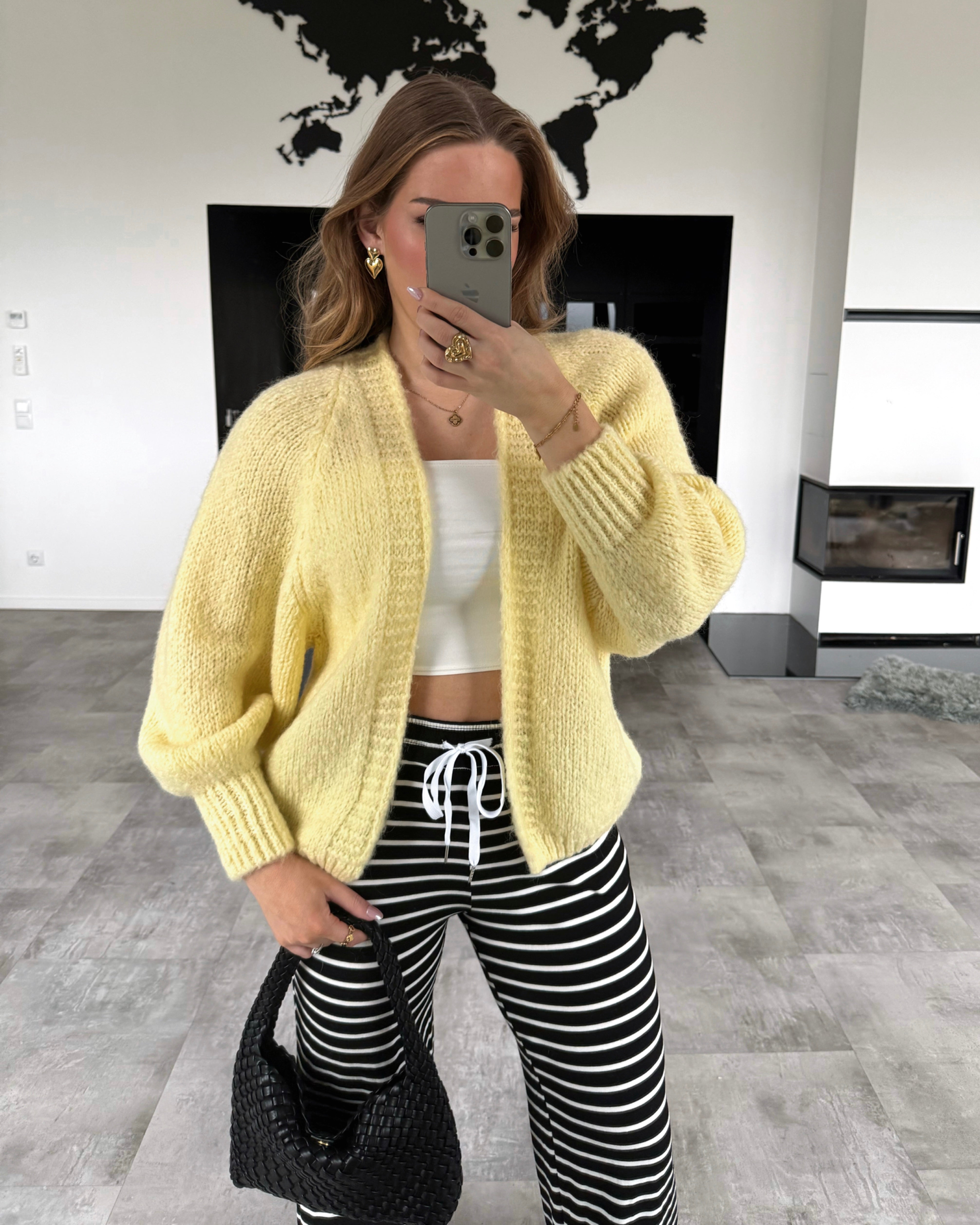 Strickjacke Gelb Cardigan Hellgelb Bonton Strickjacke Ockerfarbene