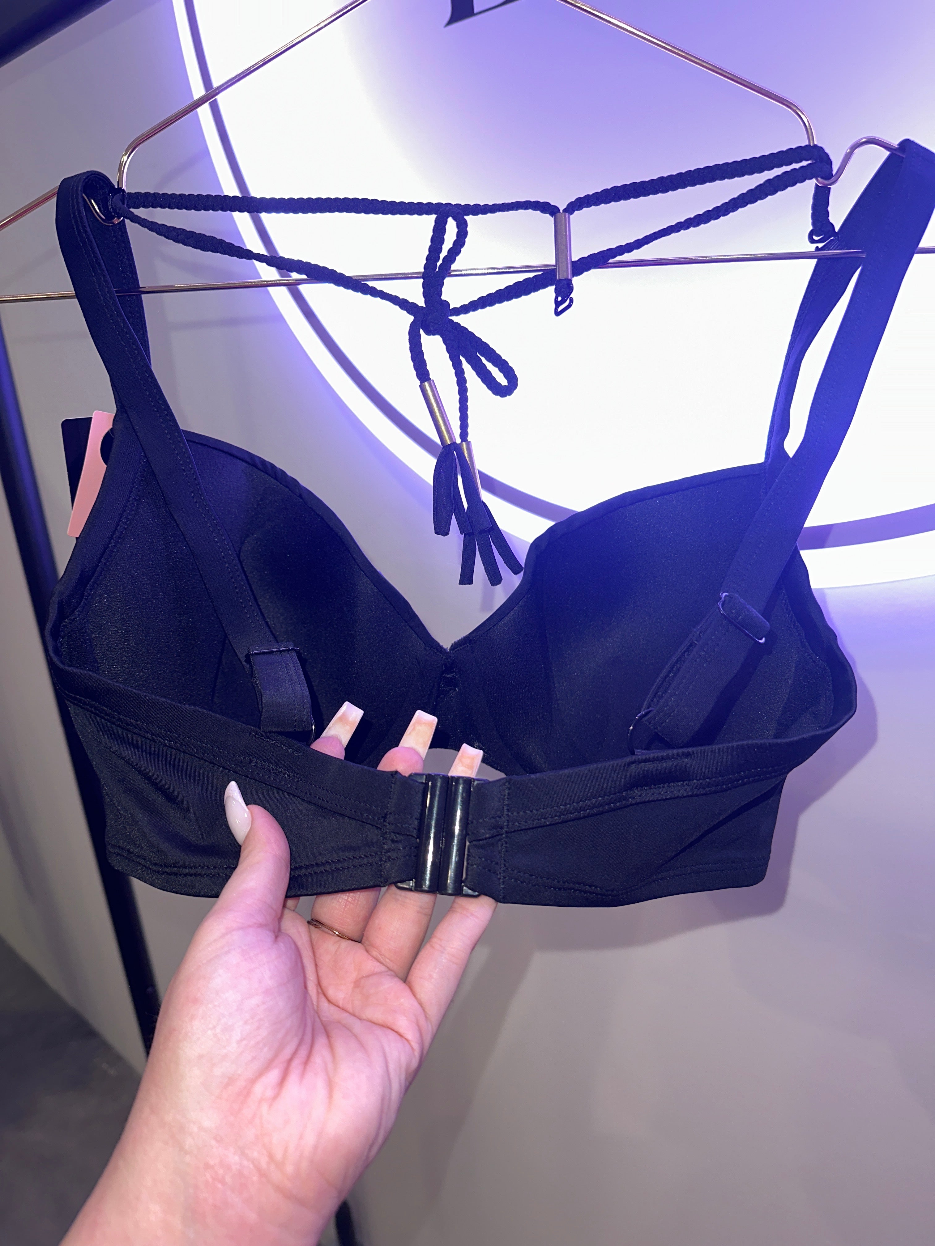 EINZELSTÜCK Bikini Oberteil Schwarz Push Up mit Kette #114