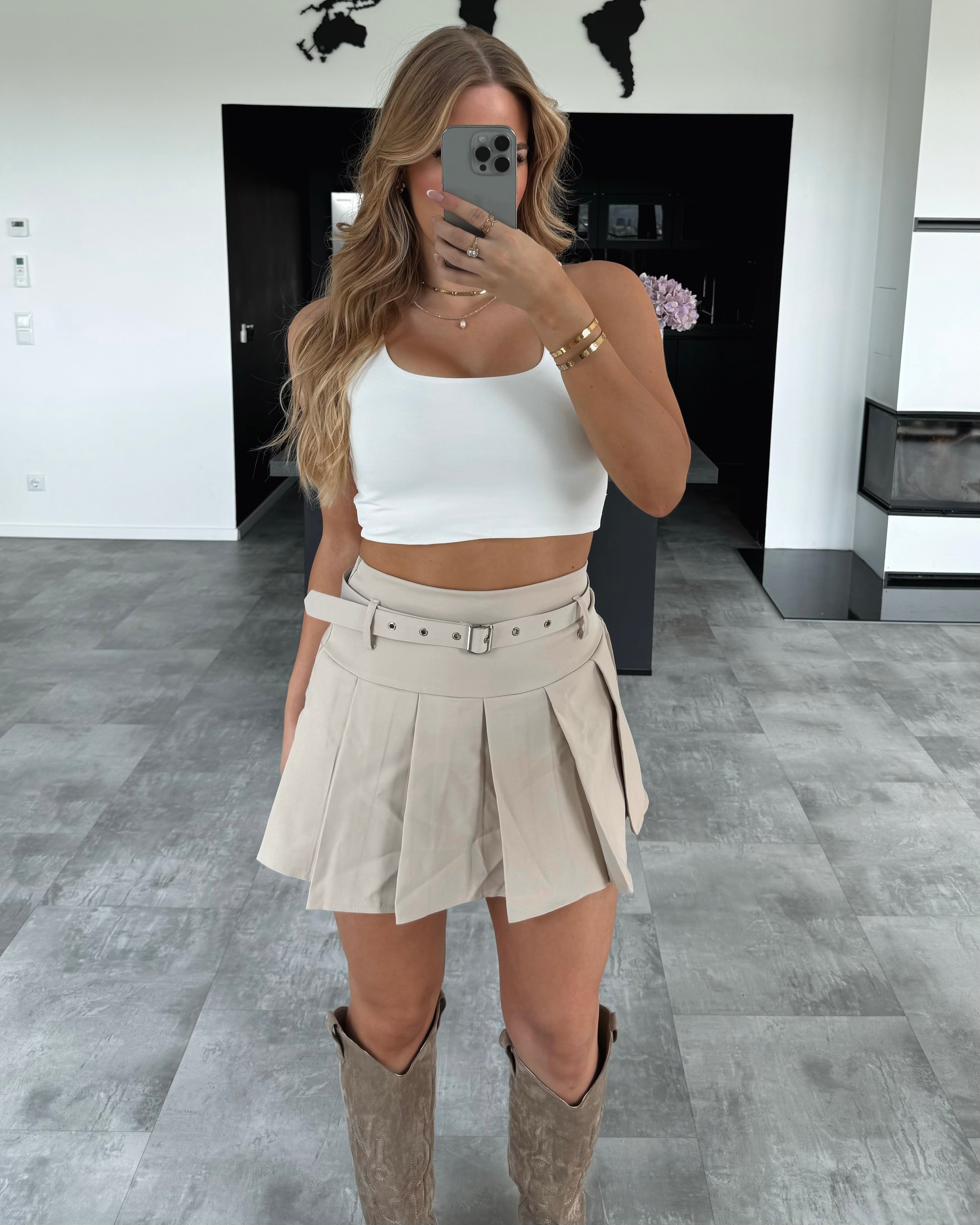 Hosenrock „Nova“ mit Gürtel Beige