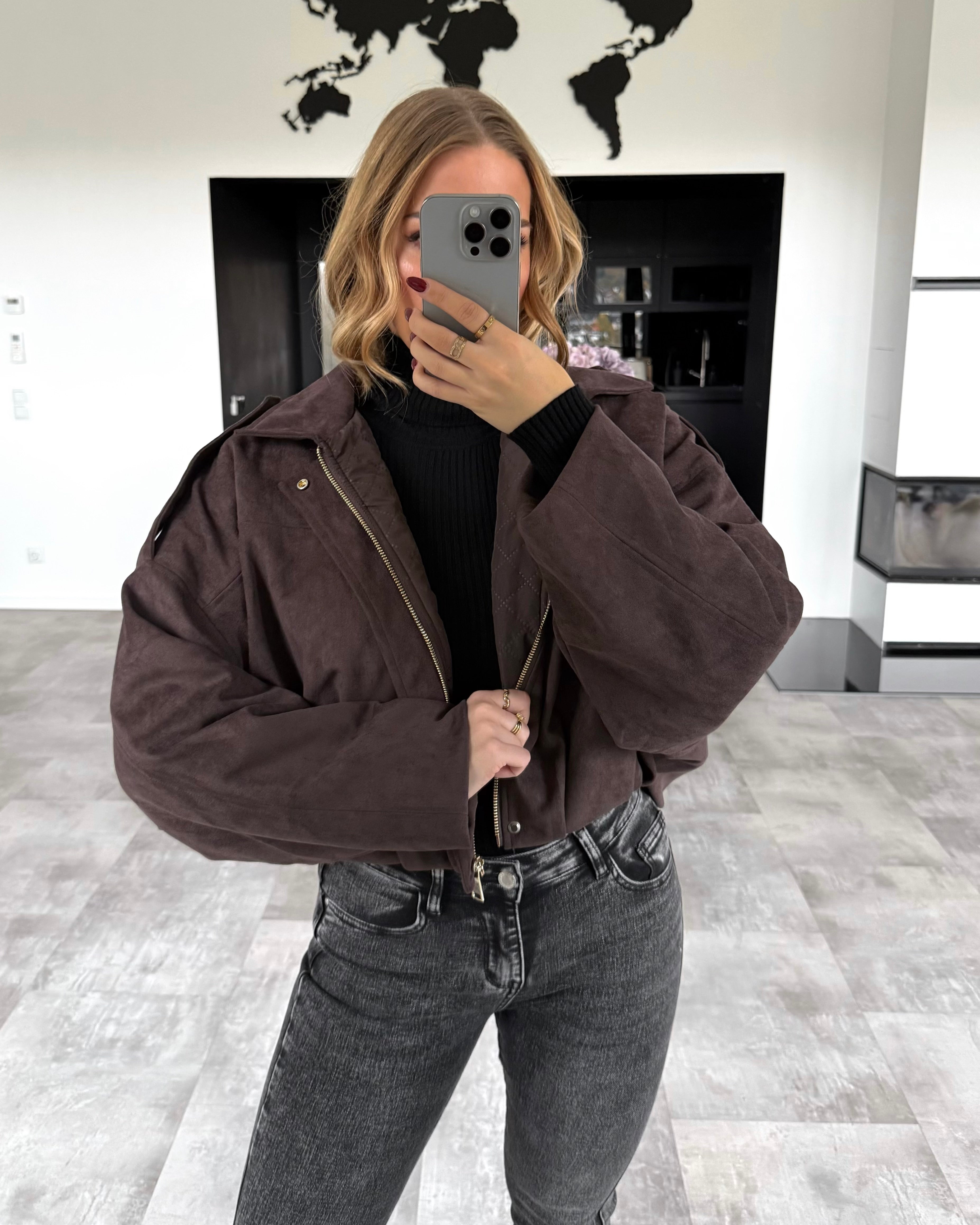 Suede Jacke “Romy” Dunkelbraun