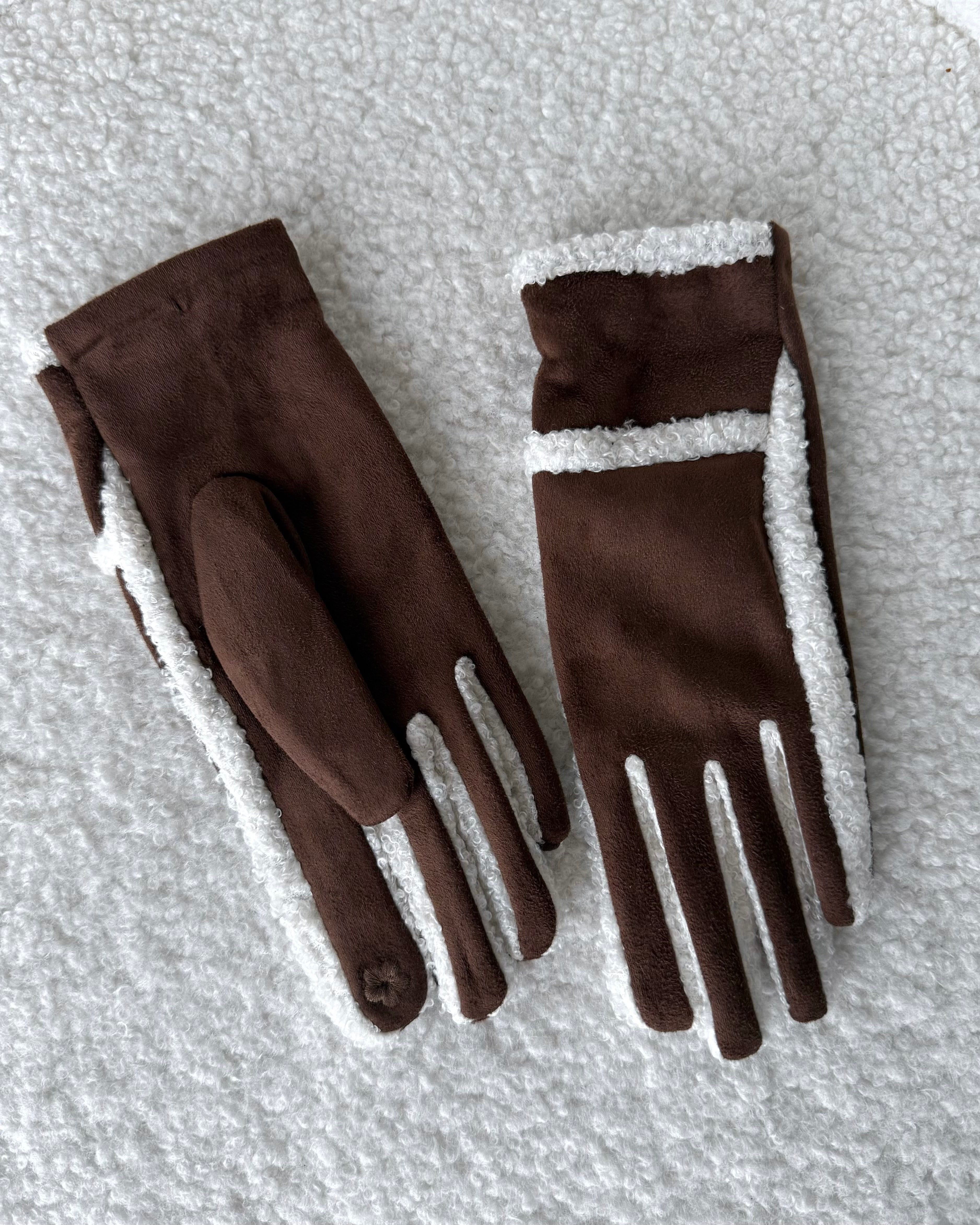 Handschuhe "Riva" Braun-Ecru