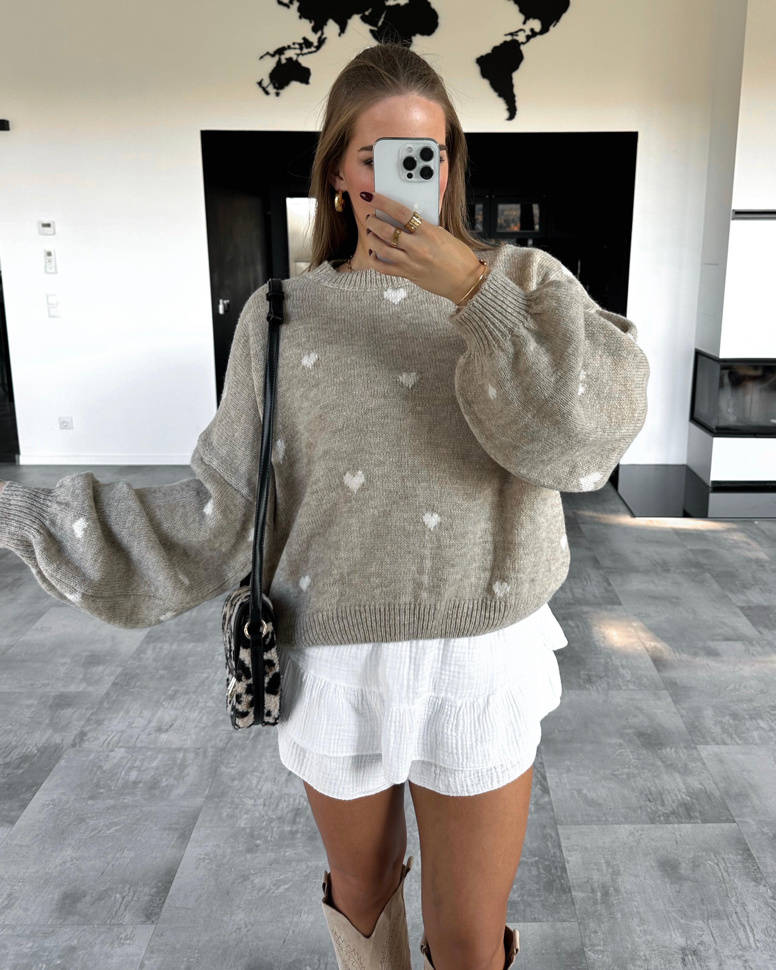 Pullover "Little Love" Beige-Weiß