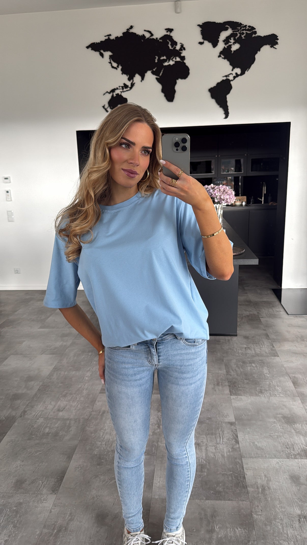 Baumwoll T-Shirt "Becky" Hellblau