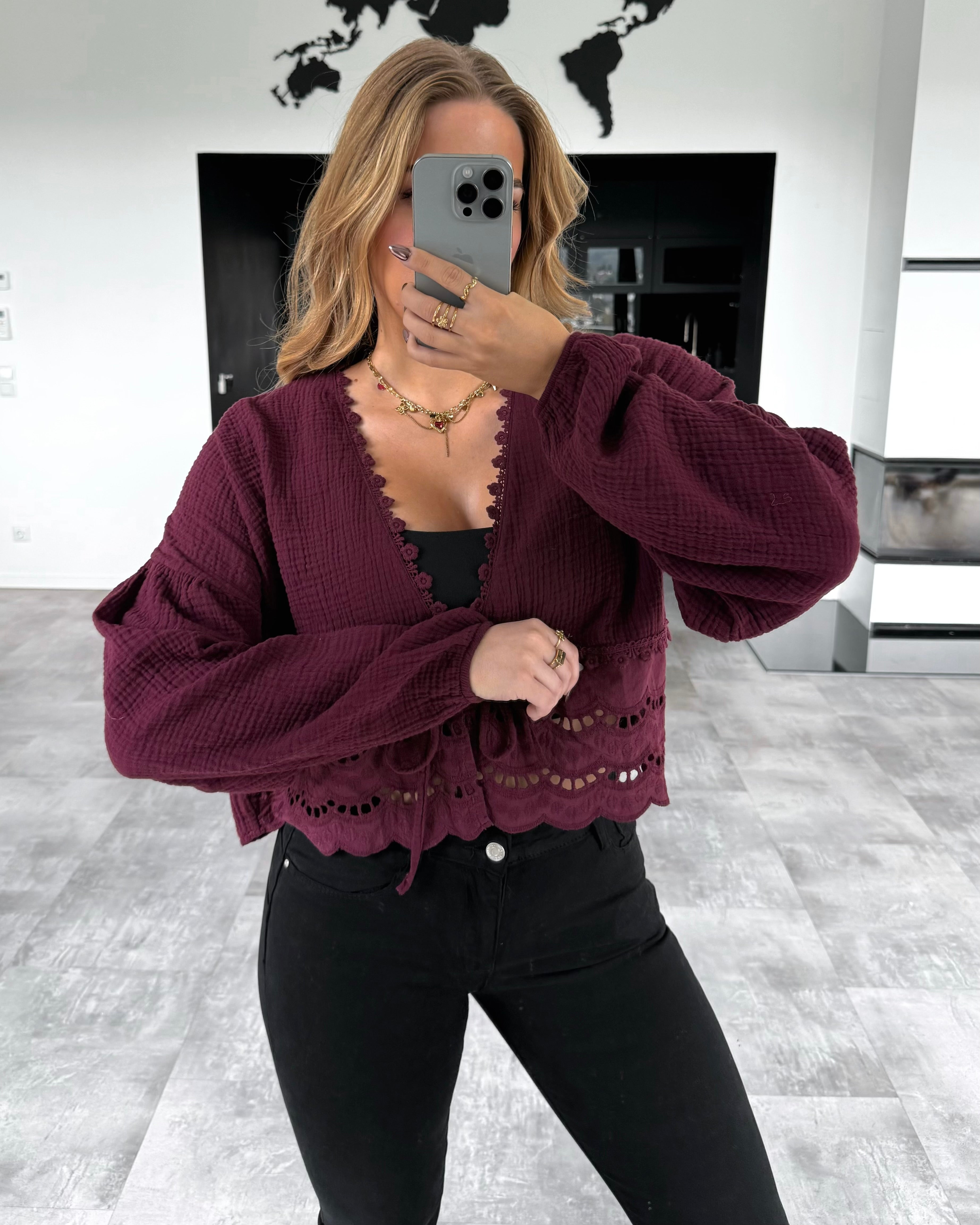Musselin Knoten-Bluse "Emmi" Vino