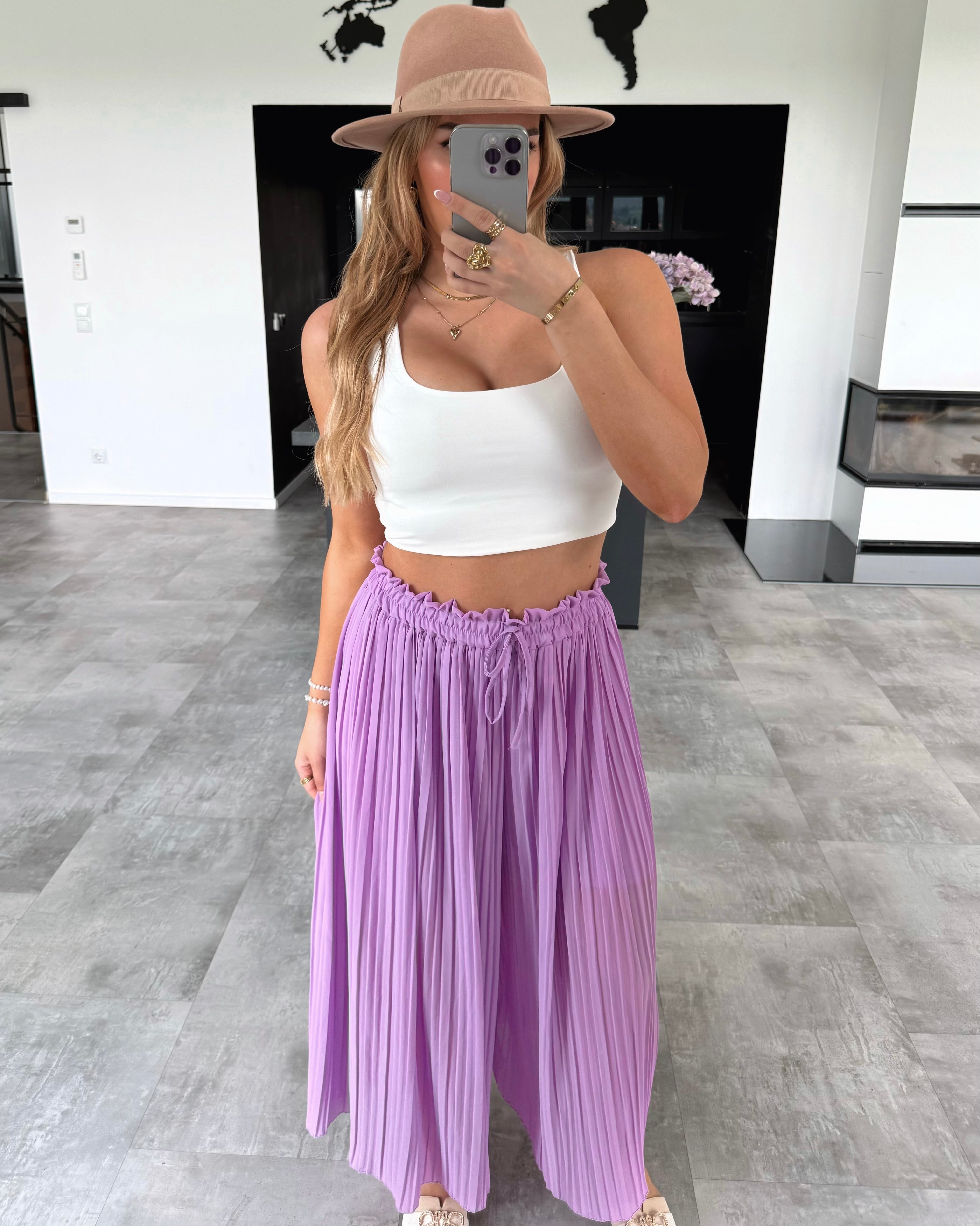 Plissierte Hose "Nola“ Flieder