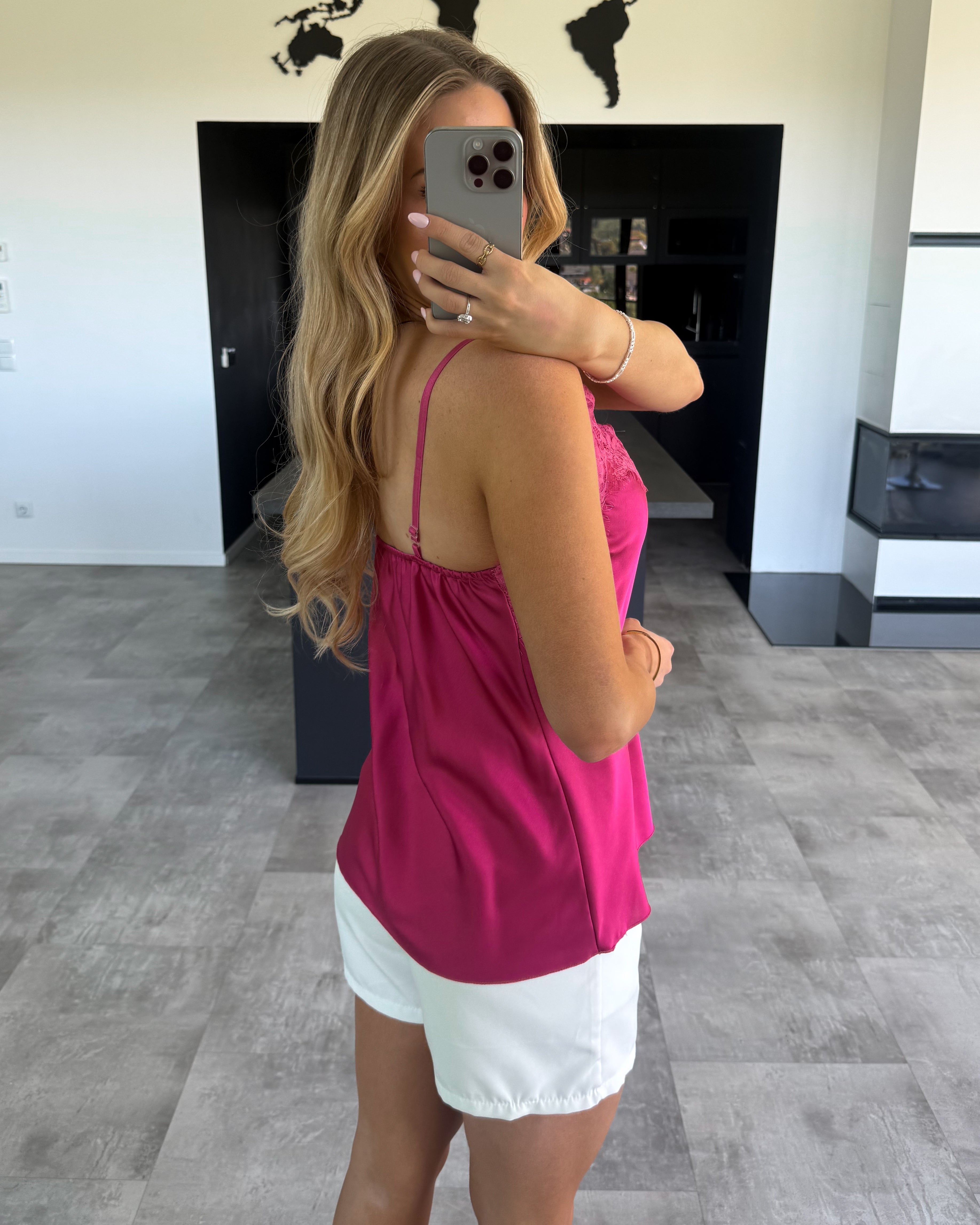 Spaghettiträger-Top "Malina" mit Spitze Fuchsia