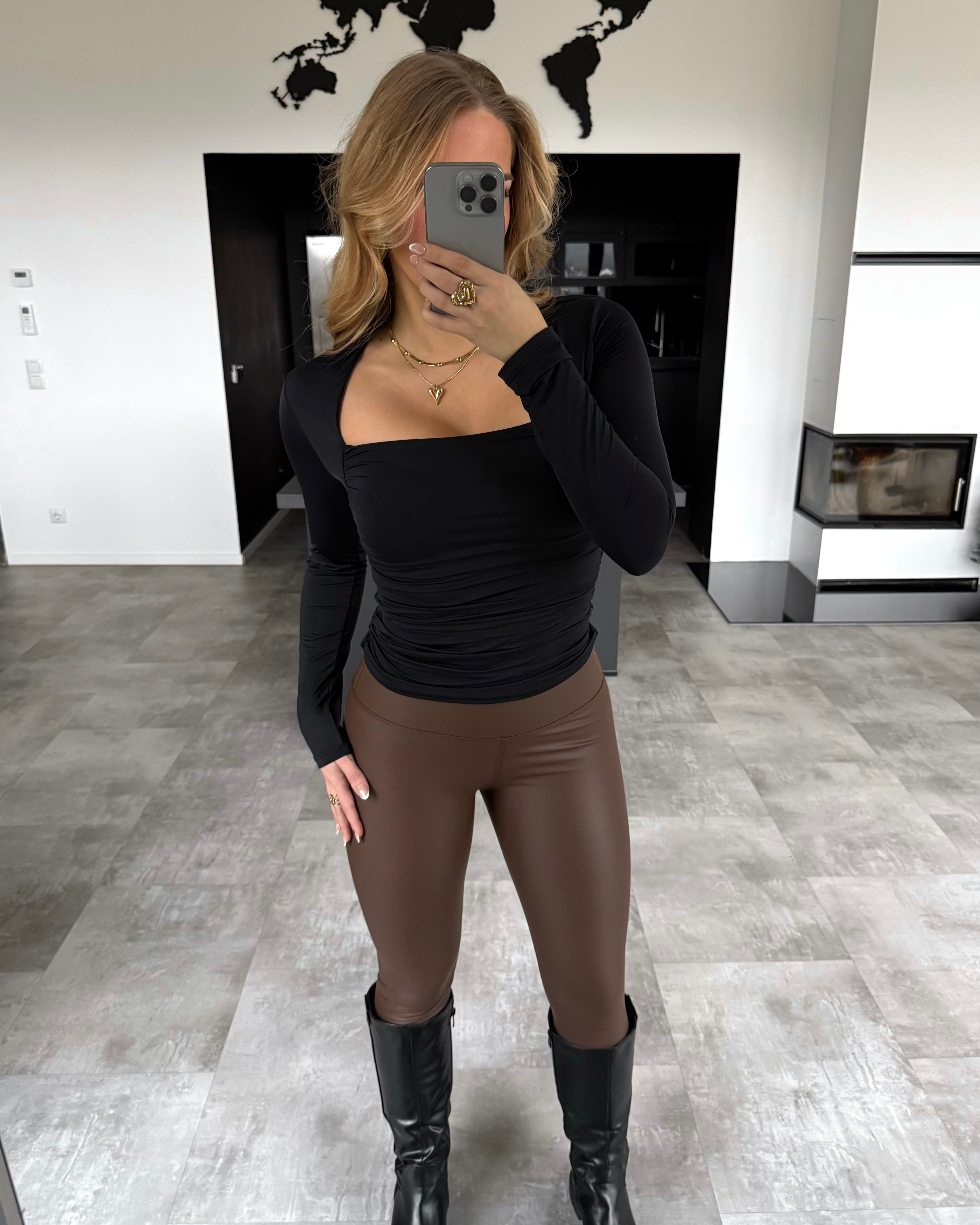 Lederleggings Gefüttert Chocolate