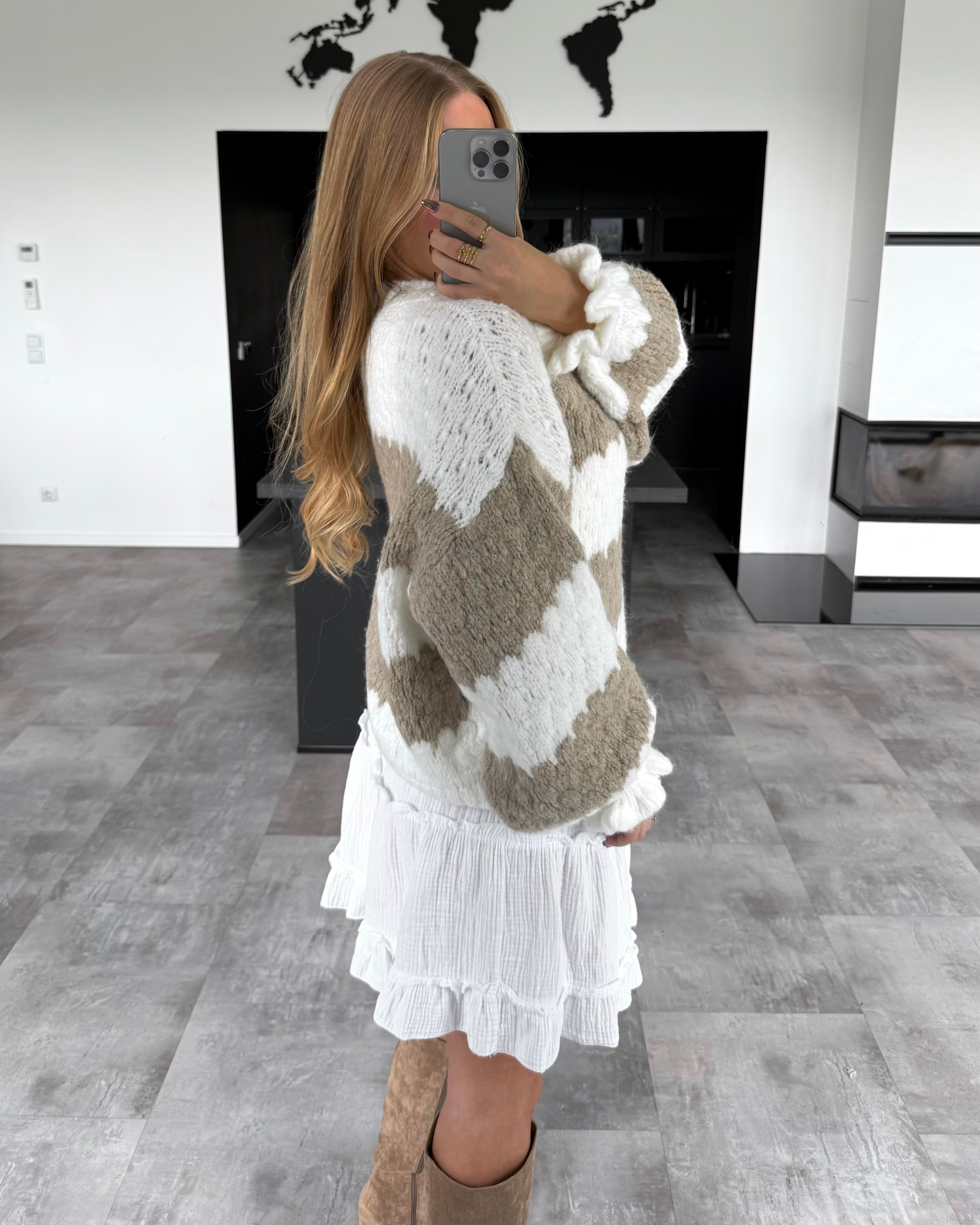 Pullover "Malena" Weiß-Taupe