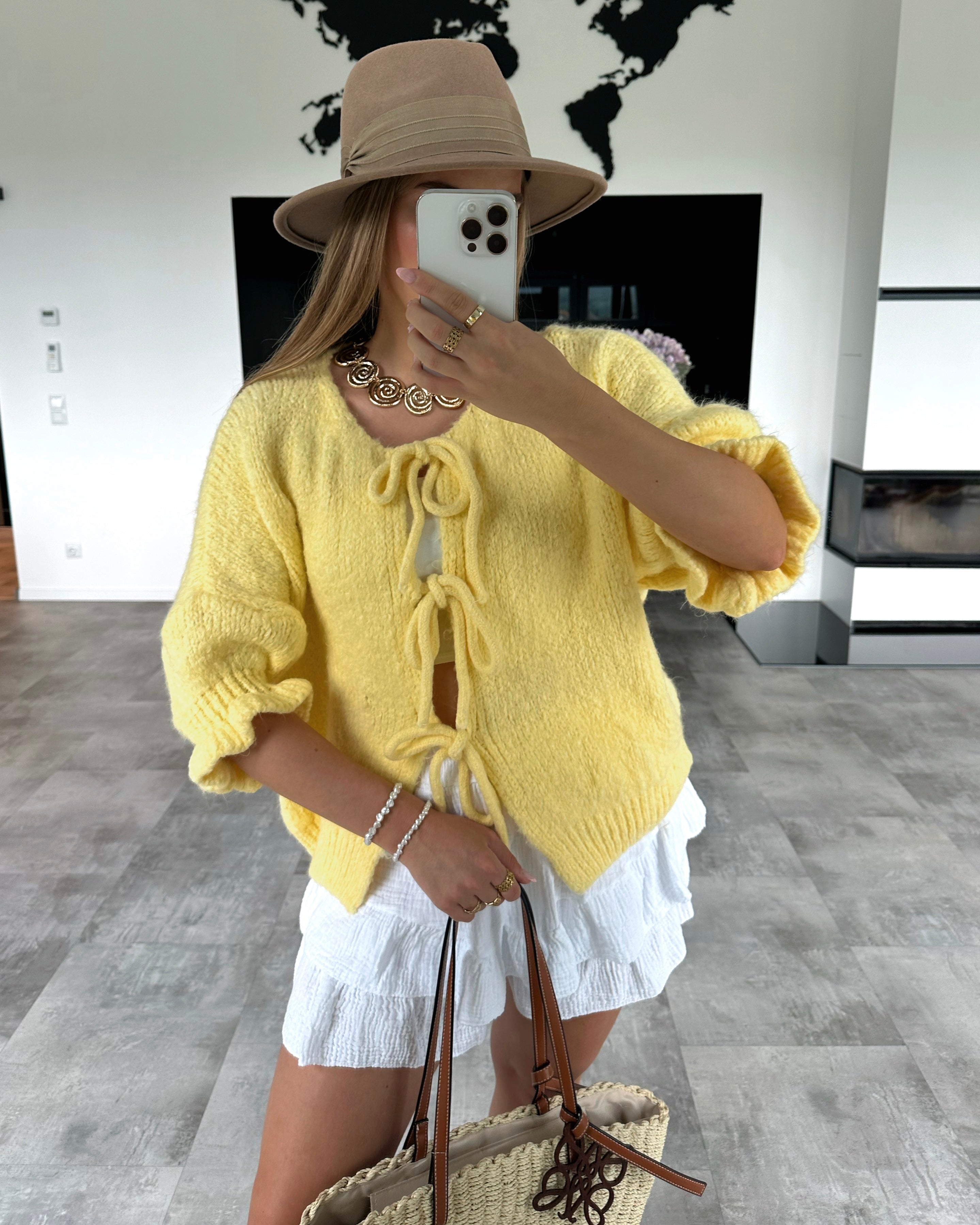 Knoten-Cardigan "Maddy" Gelb