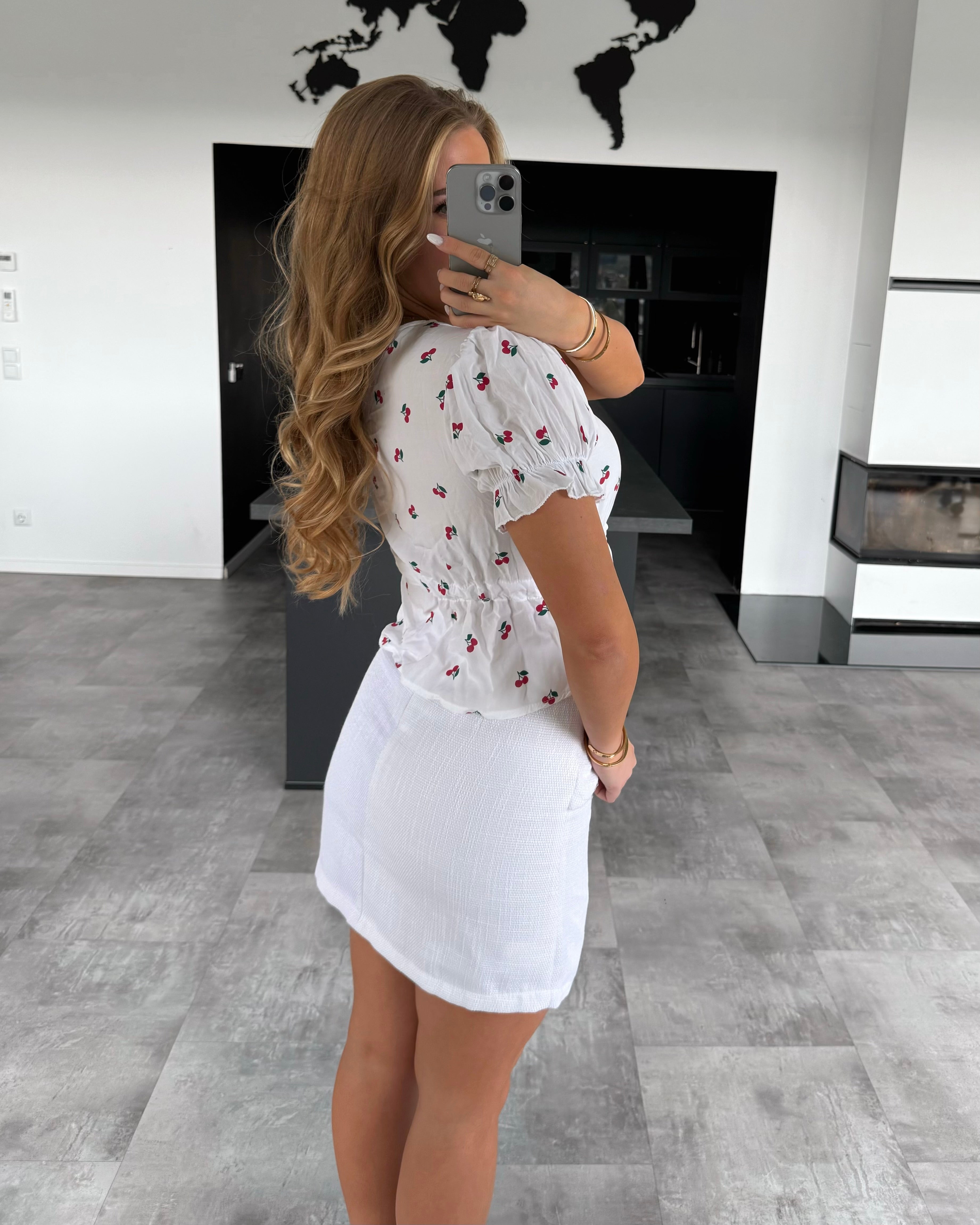 Viskose Bluse "Cherry" Weiß