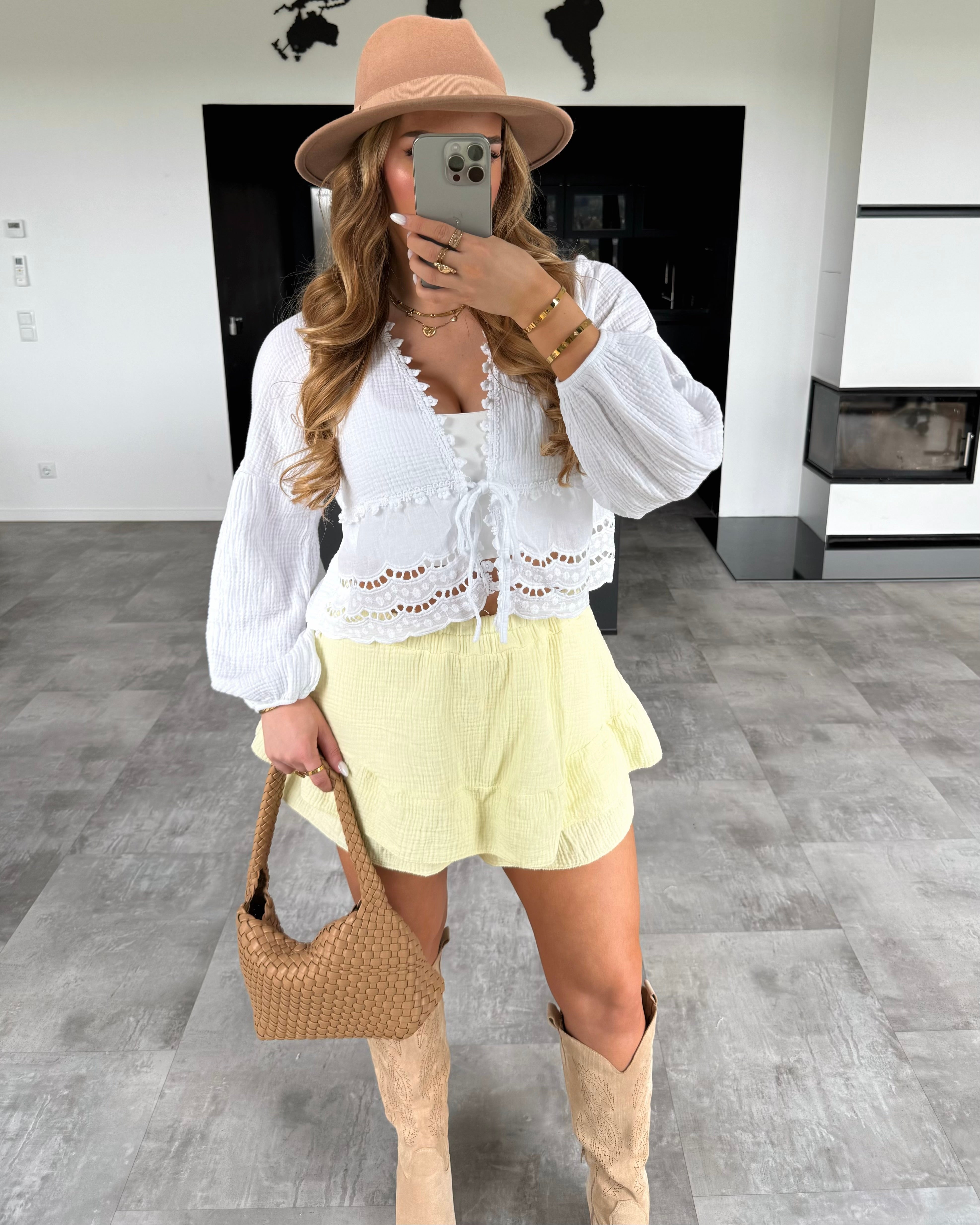 Musselin Knoten-Bluse "Emmi" Weiß