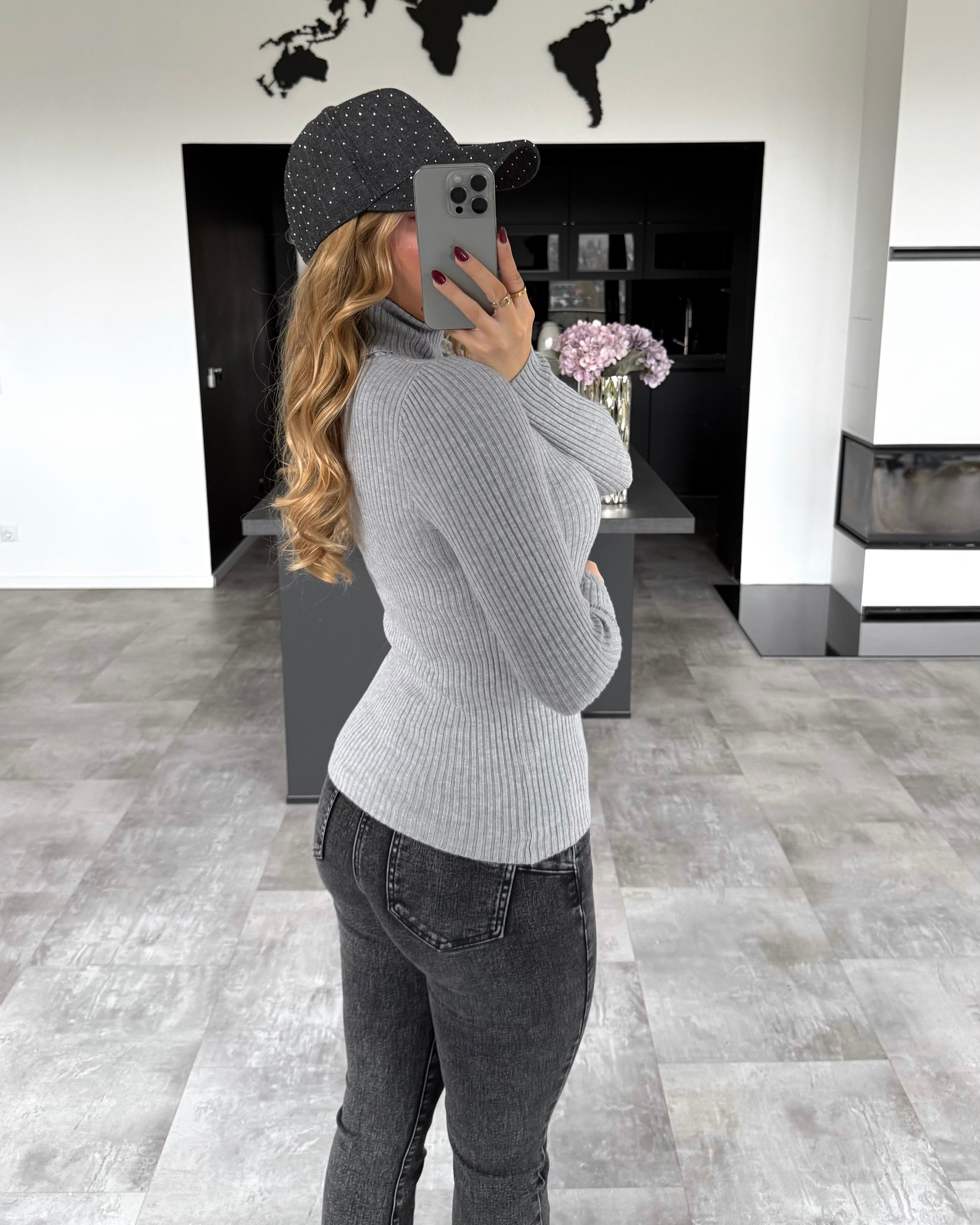 Rollkragenpullover "Rosy" Hellgrau