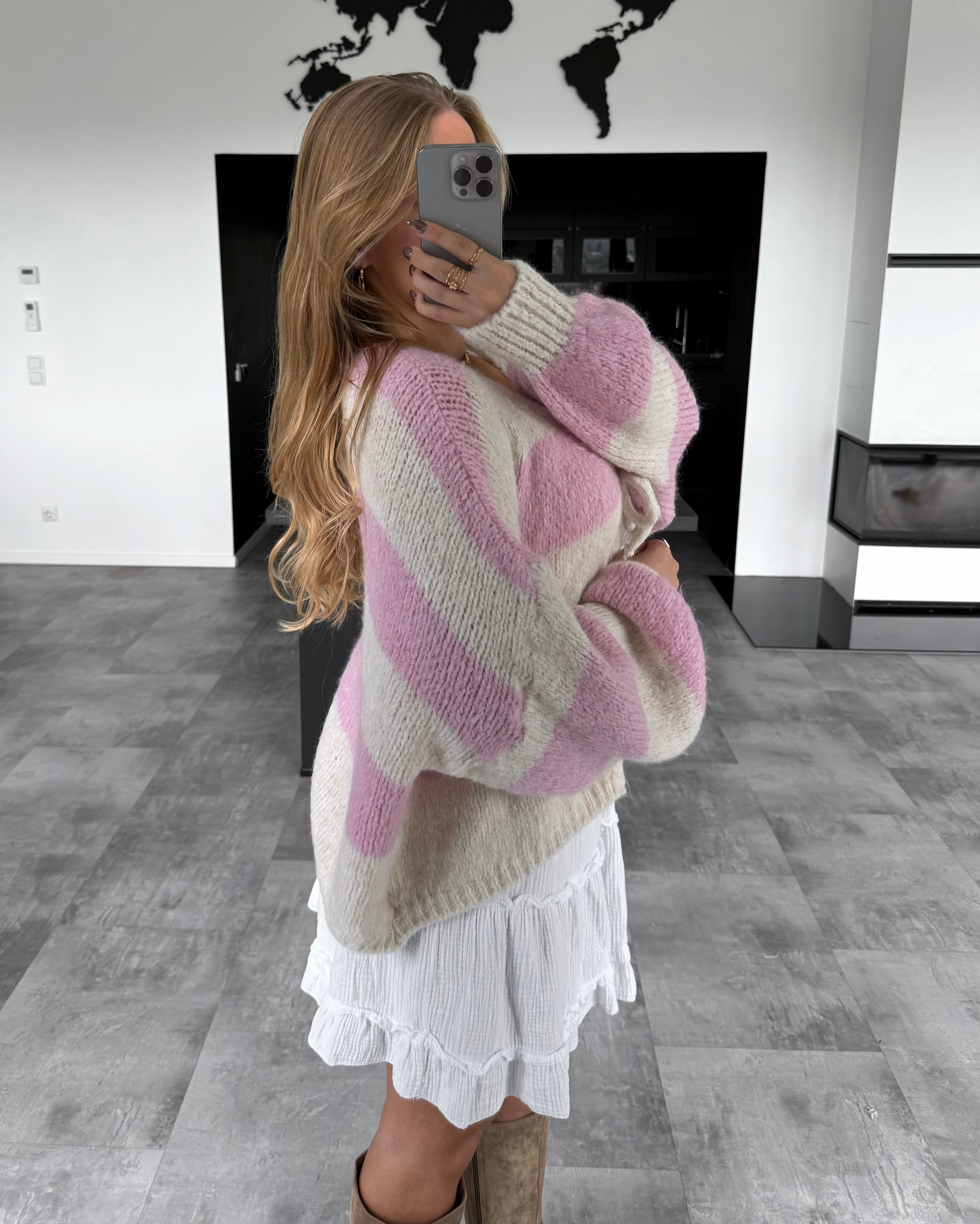Knoten-Cardigan "Jolly" Rosa-Ecru