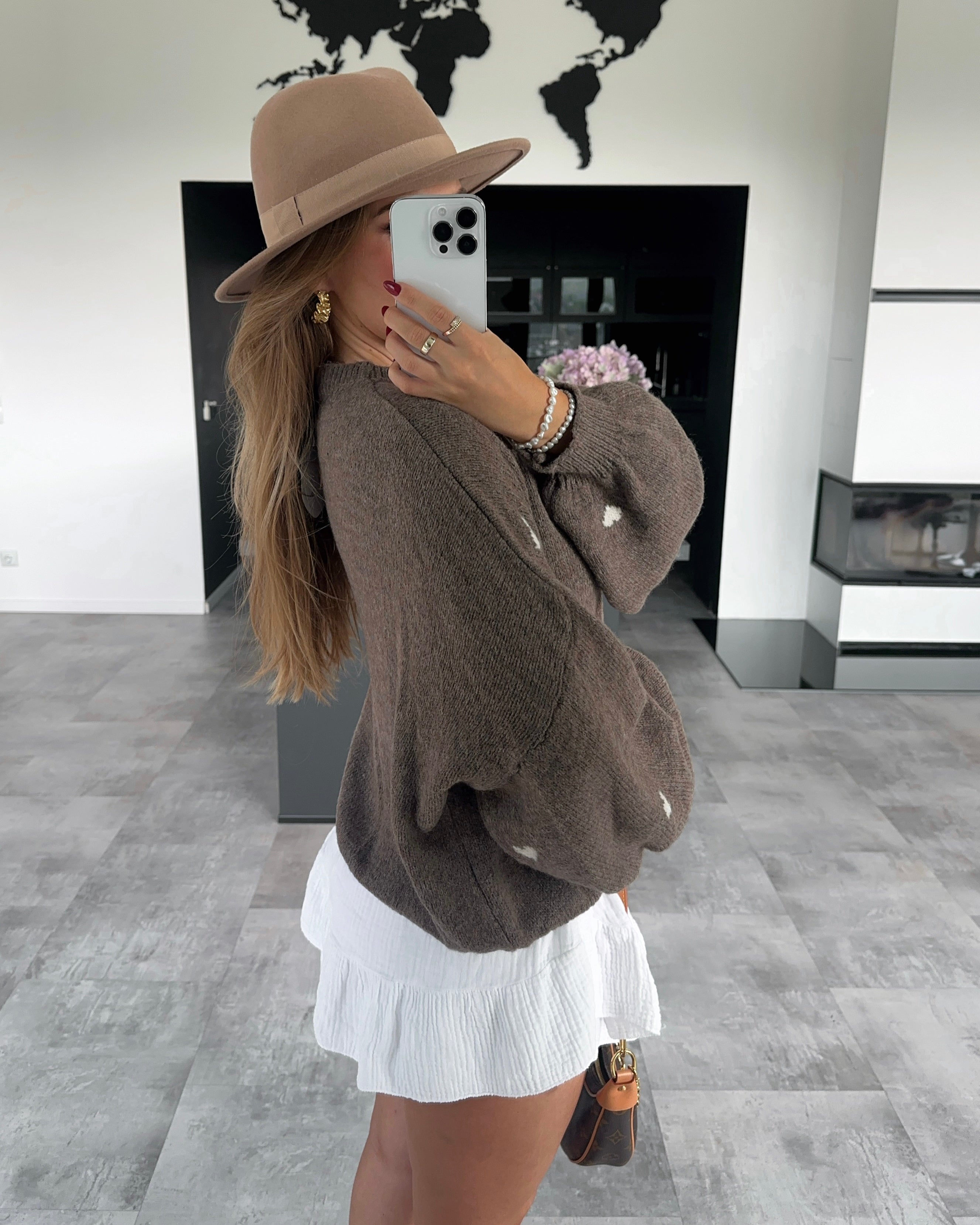 Pullover "Little Love" Braun-Weiß