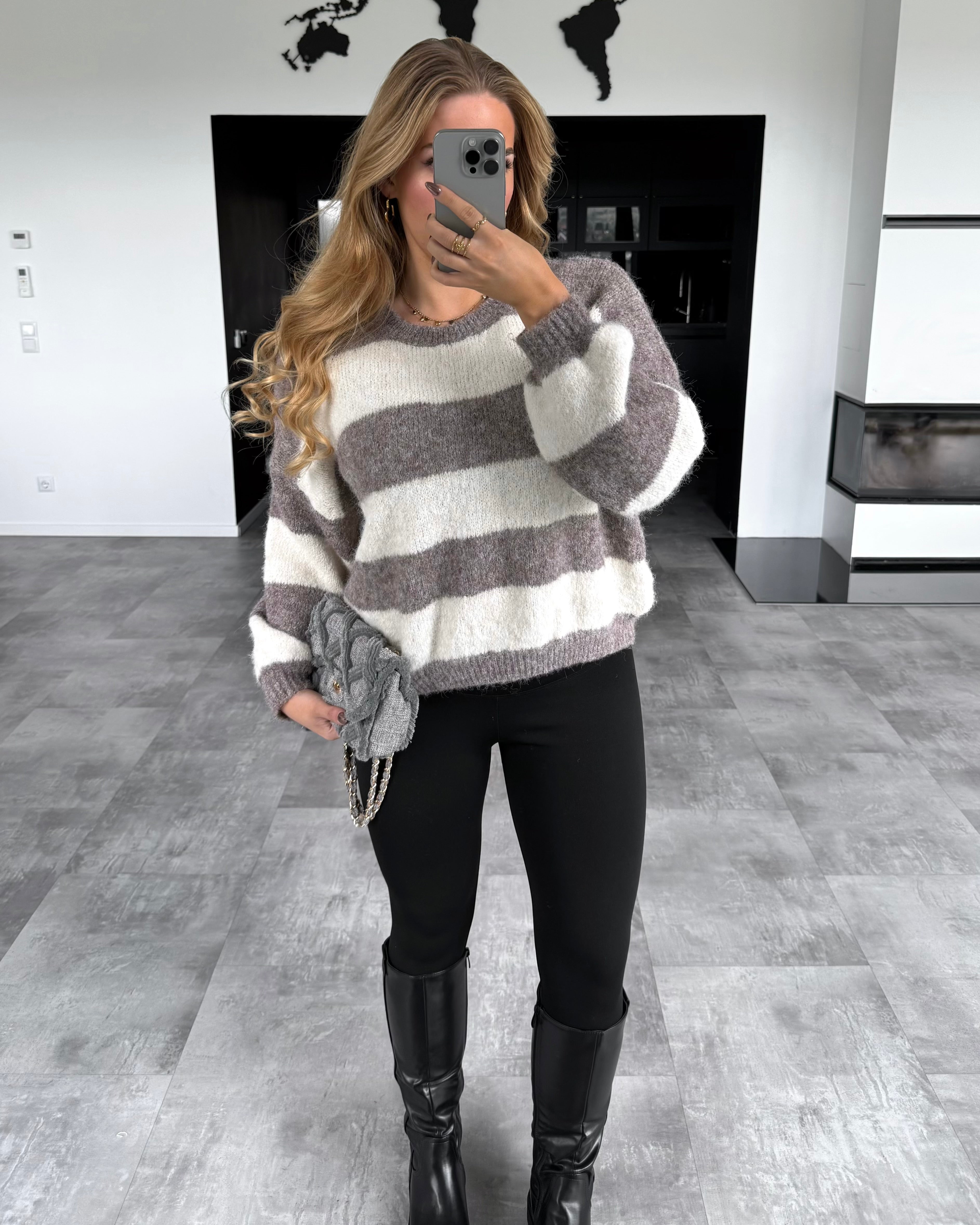 Pullover "Elsie" Hellbraun-Ecru