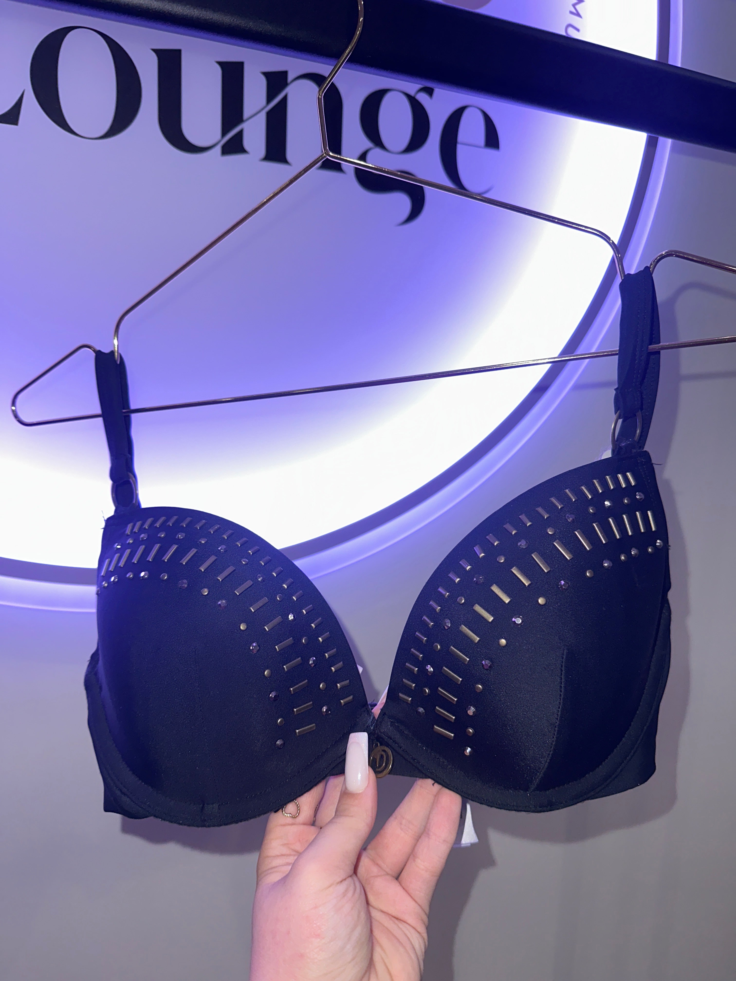 EINZELSTÜCK Bikini Oberteil Schwarz Push Up Muster #112