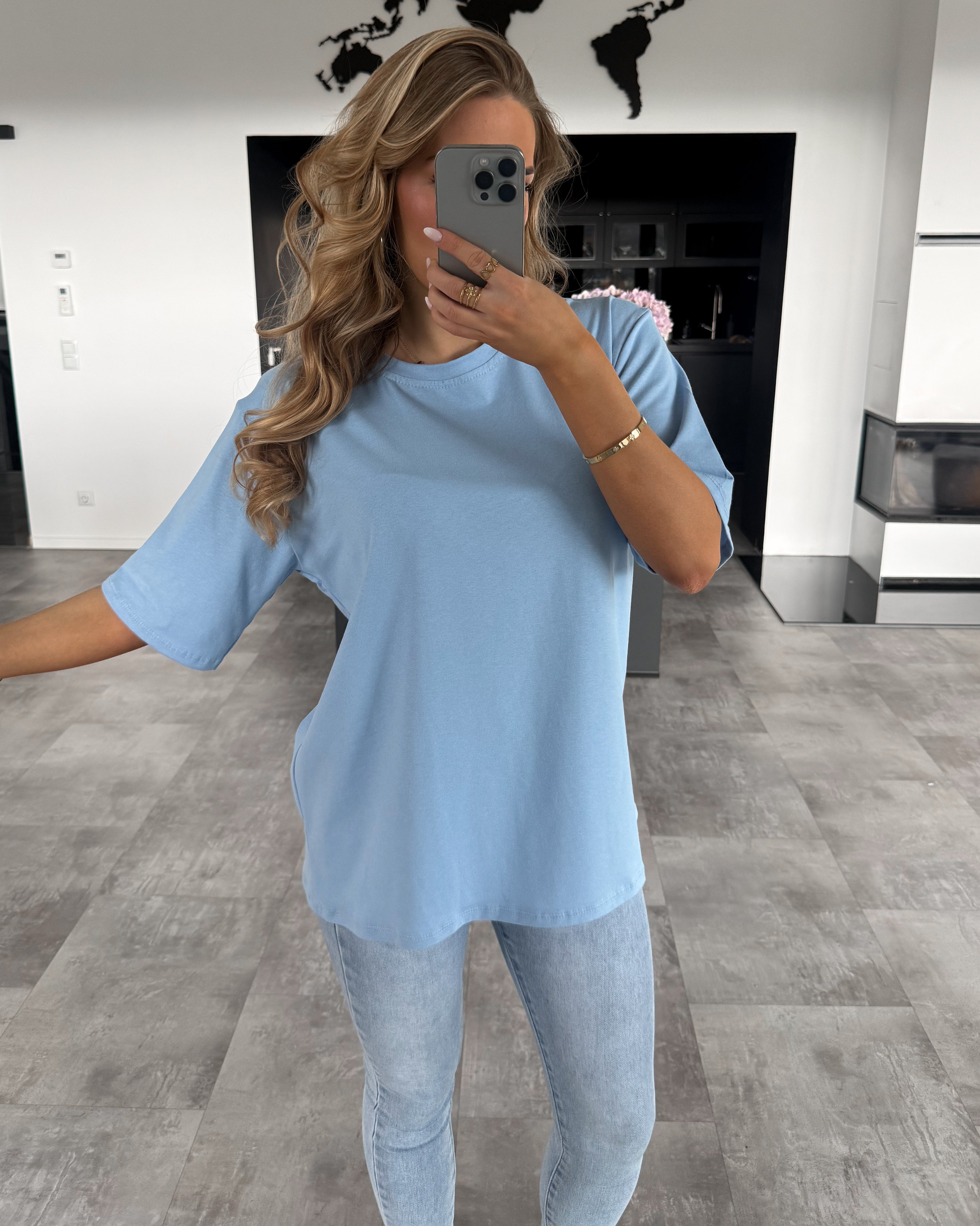 Baumwoll T-Shirt "Becky" Hellblau