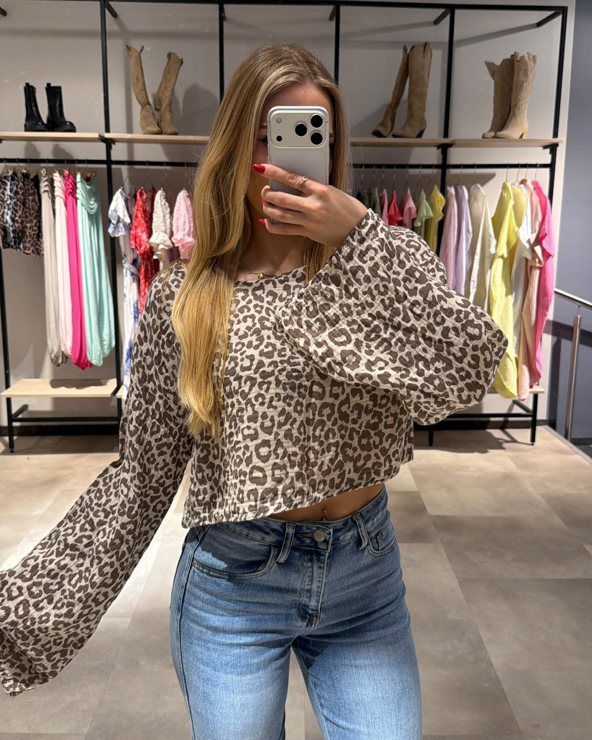 Musselin Shirt "Lexy" Leo Taupe