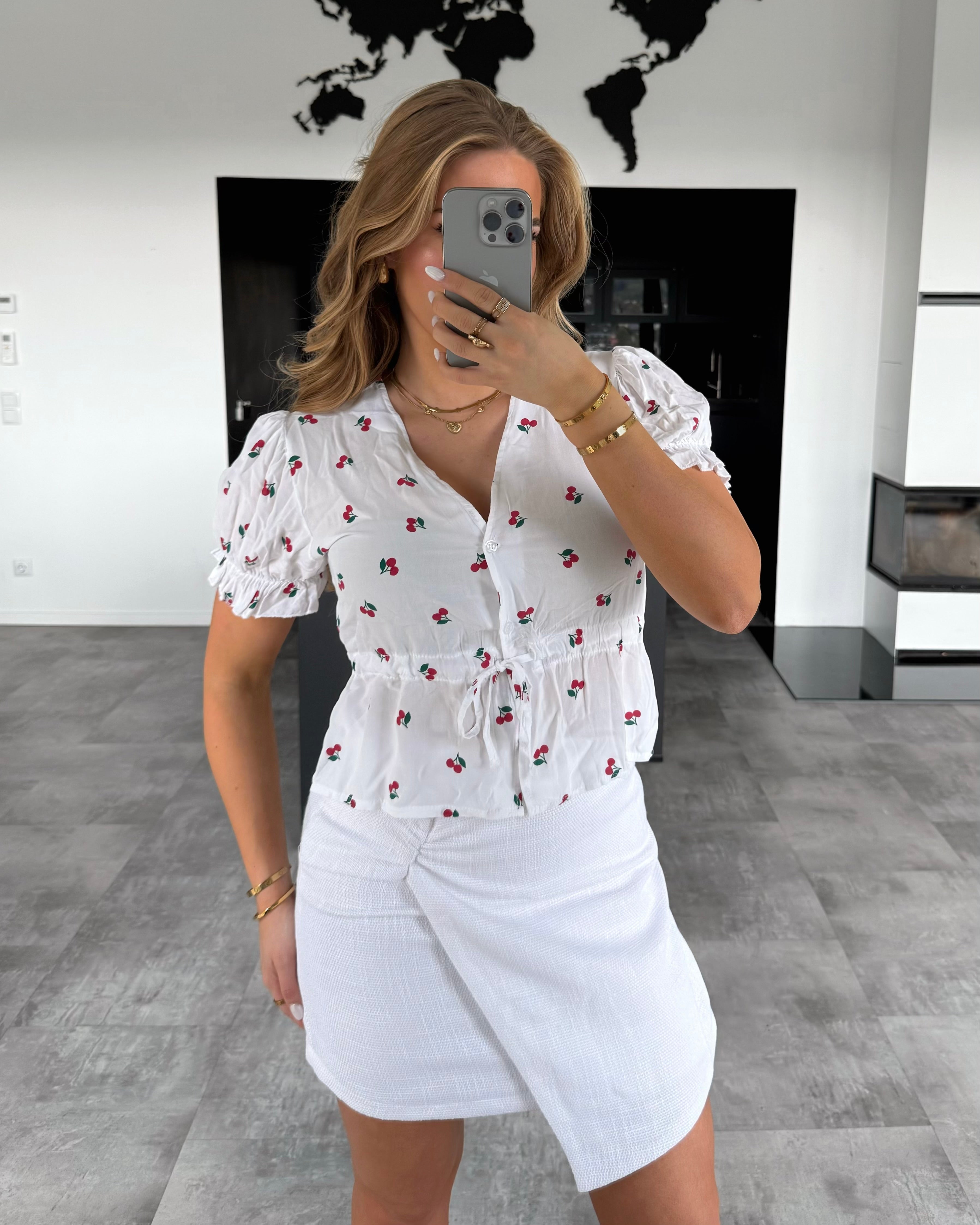 Viskose Bluse "Cherry" Weiß
