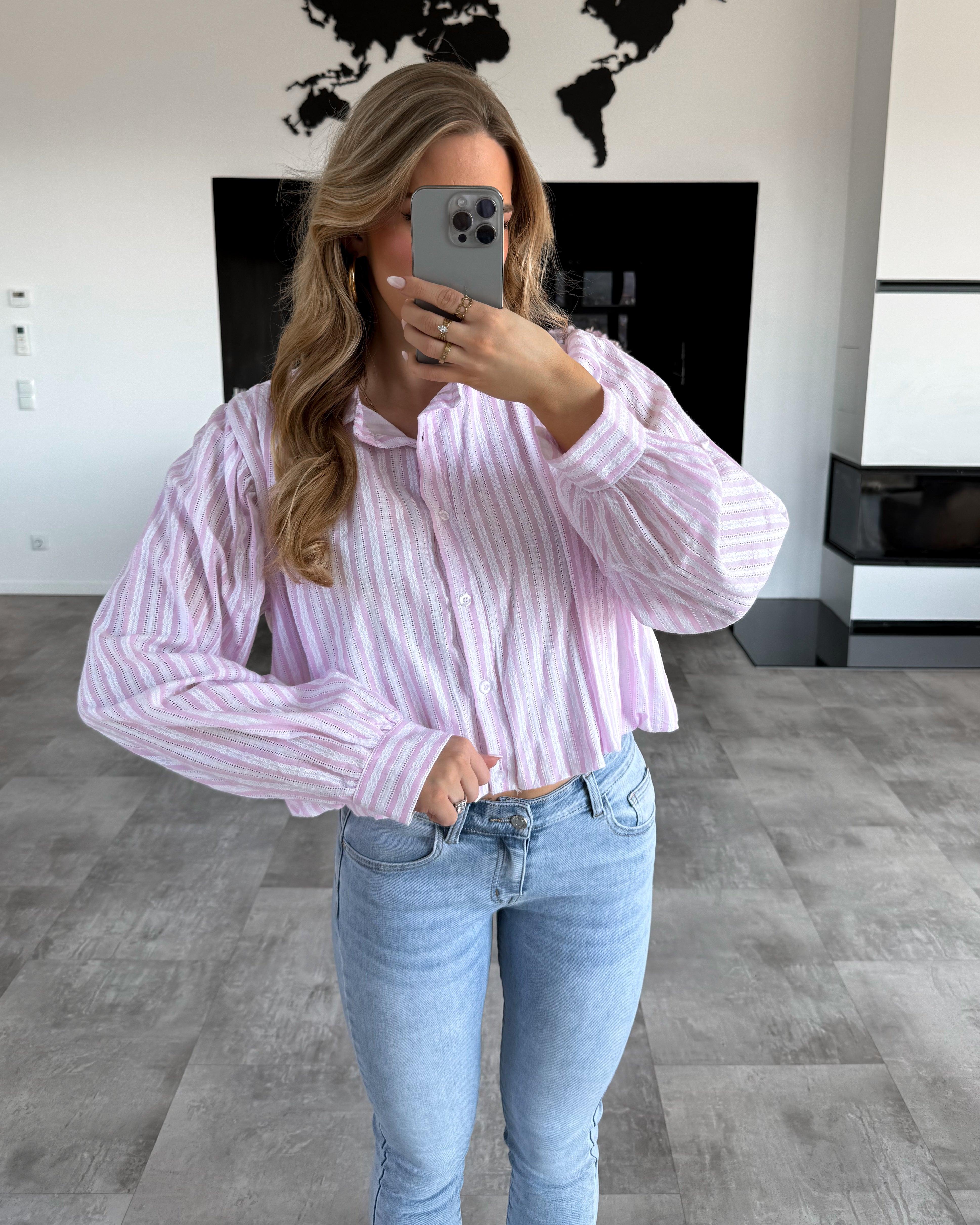 Bluse "Lainey" Weiß-Rosa