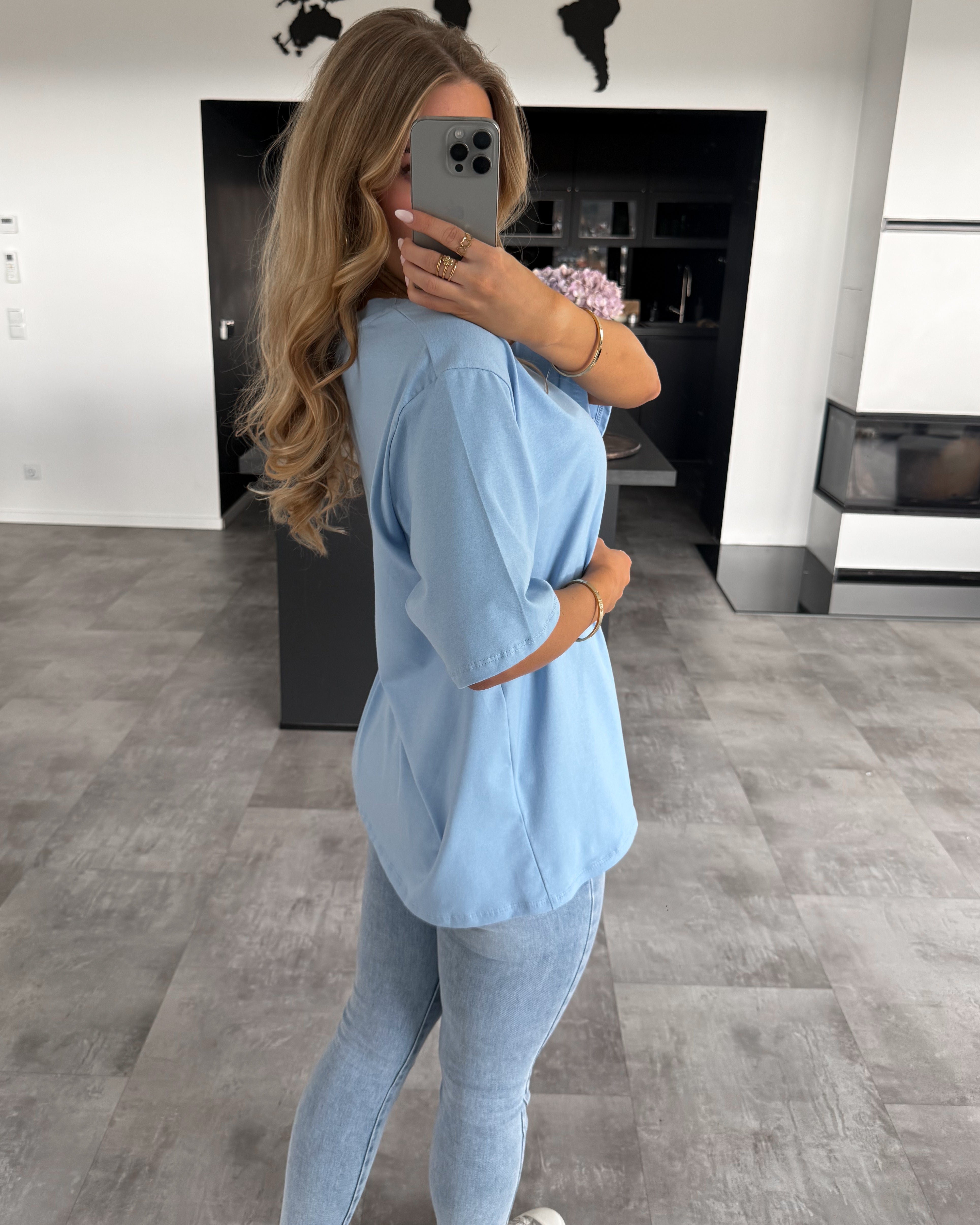 Baumwoll T-Shirt "Becky" Hellblau