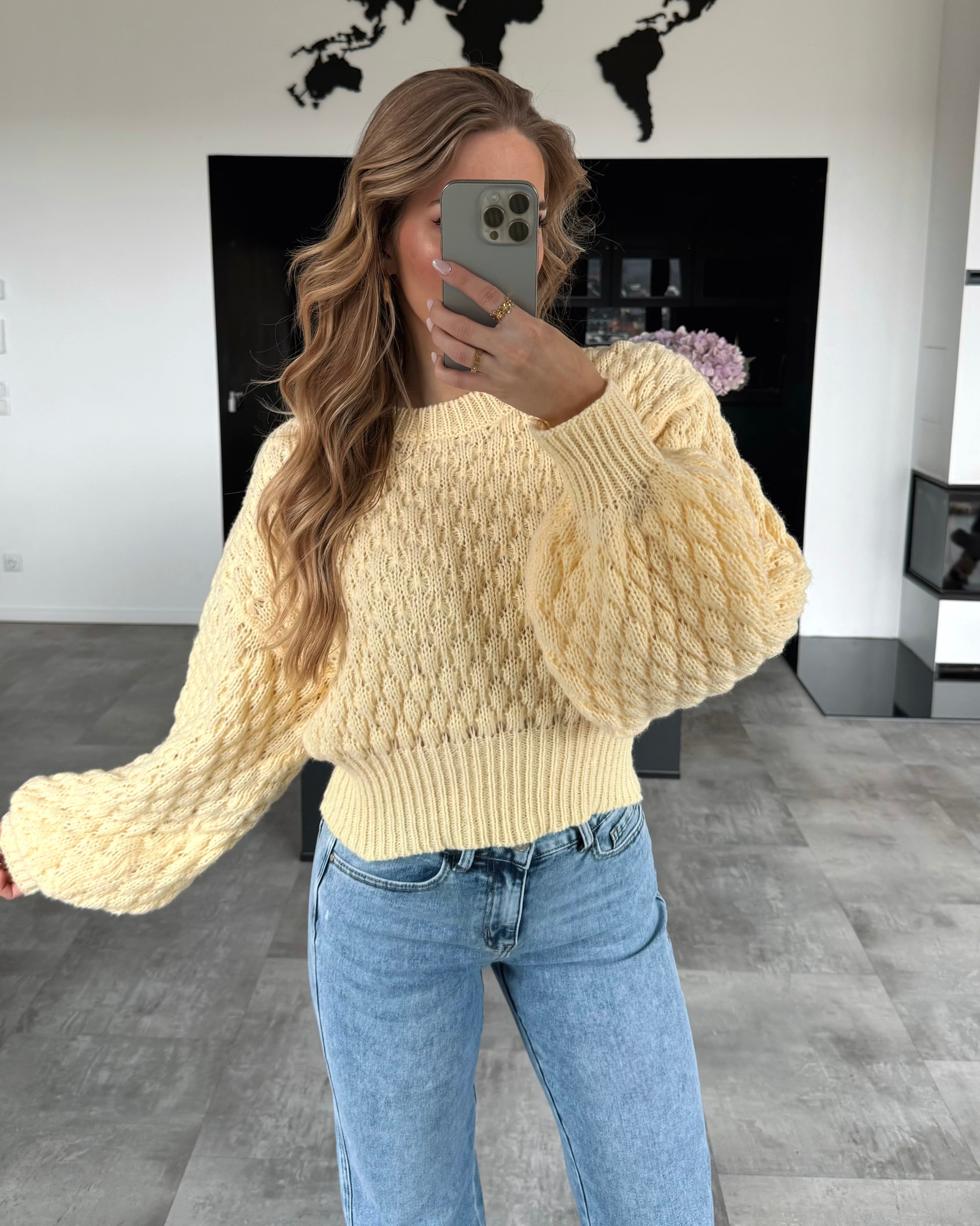 Strickpullover “Cecilia” Hellgelb Cropped