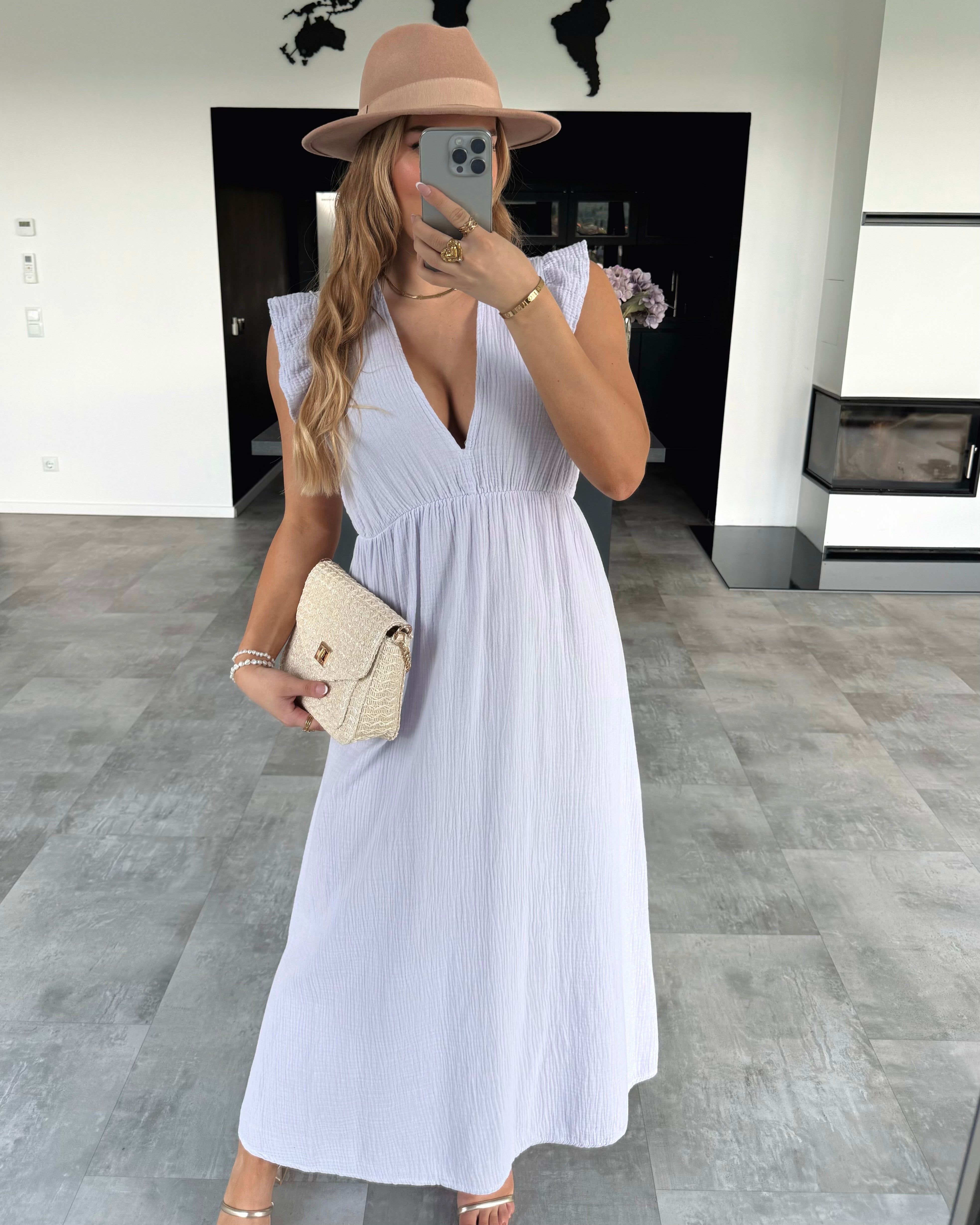 Musselin Kleid “Naya” Flieder