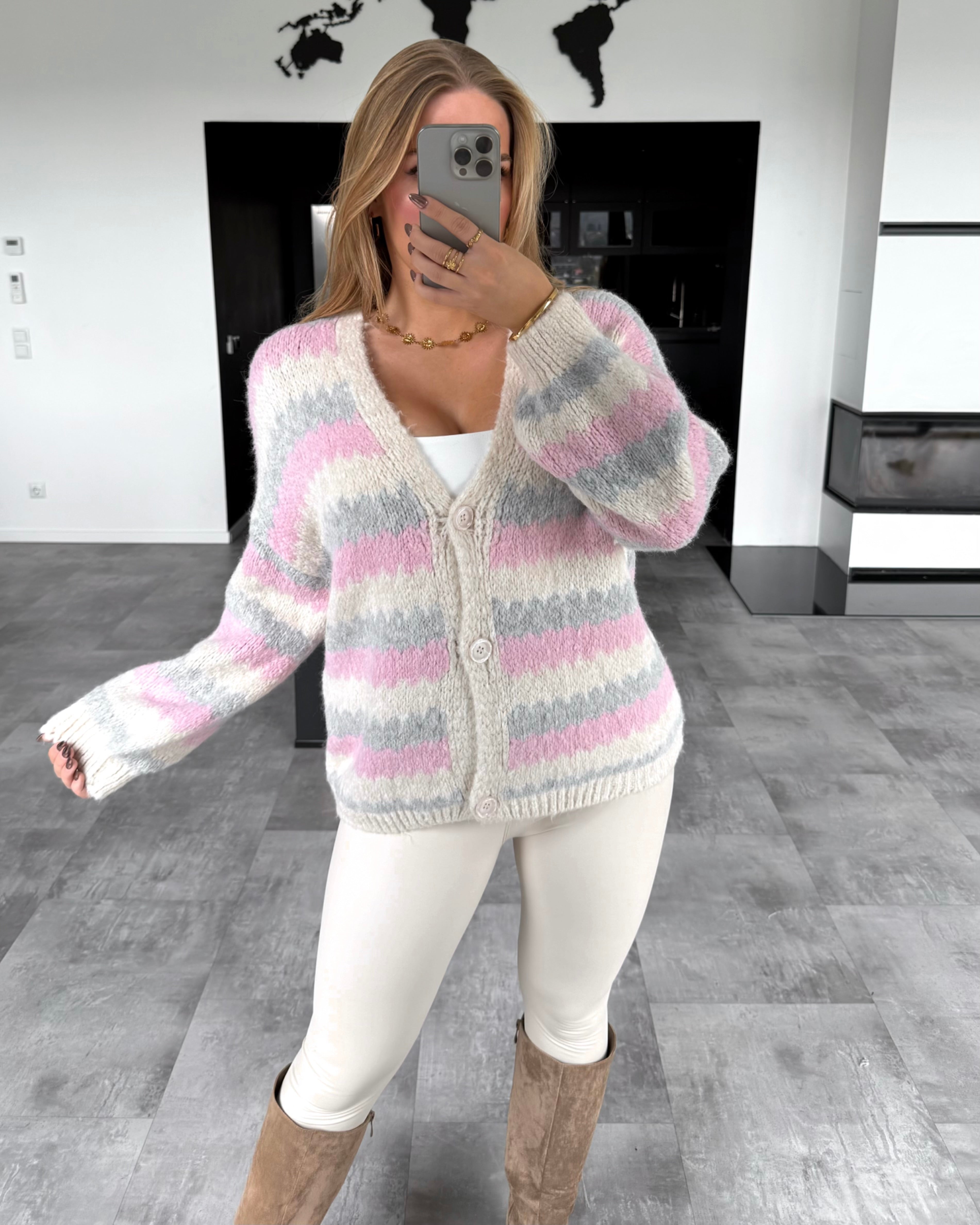 Cardigan "Lottie" Rosa-Grau