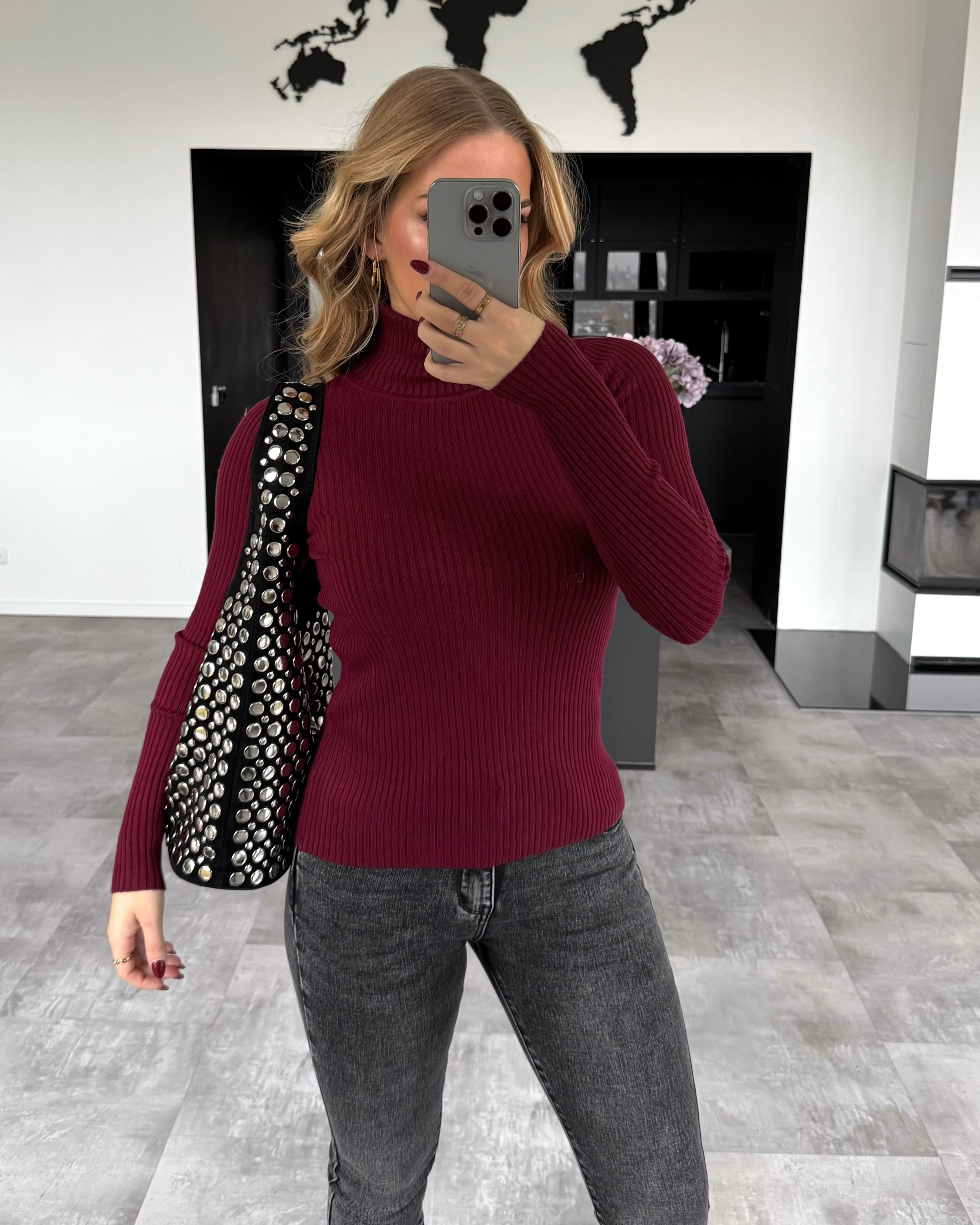 Rollkragenpullover "Rosy" Bordeaux