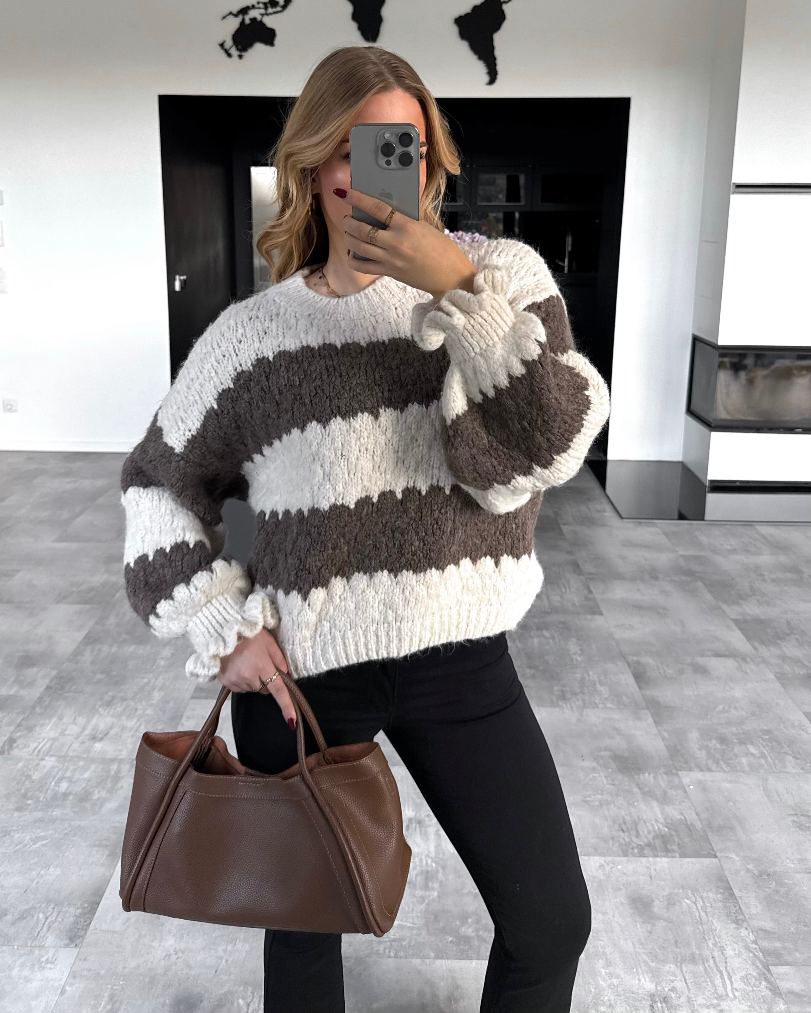 Pullover "Malena" Weiß-Braun