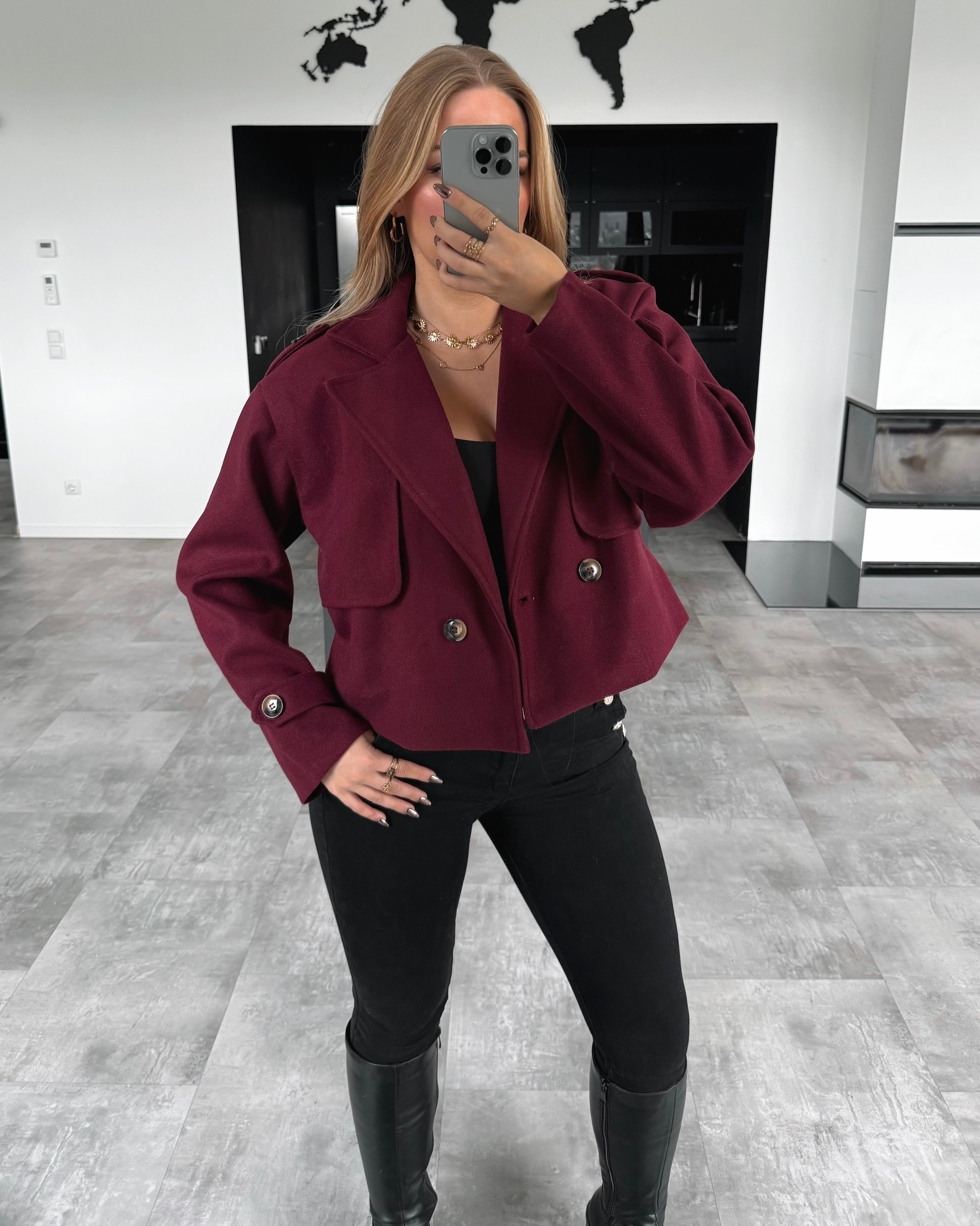 Kurzmantel “Kyla” Burgunder