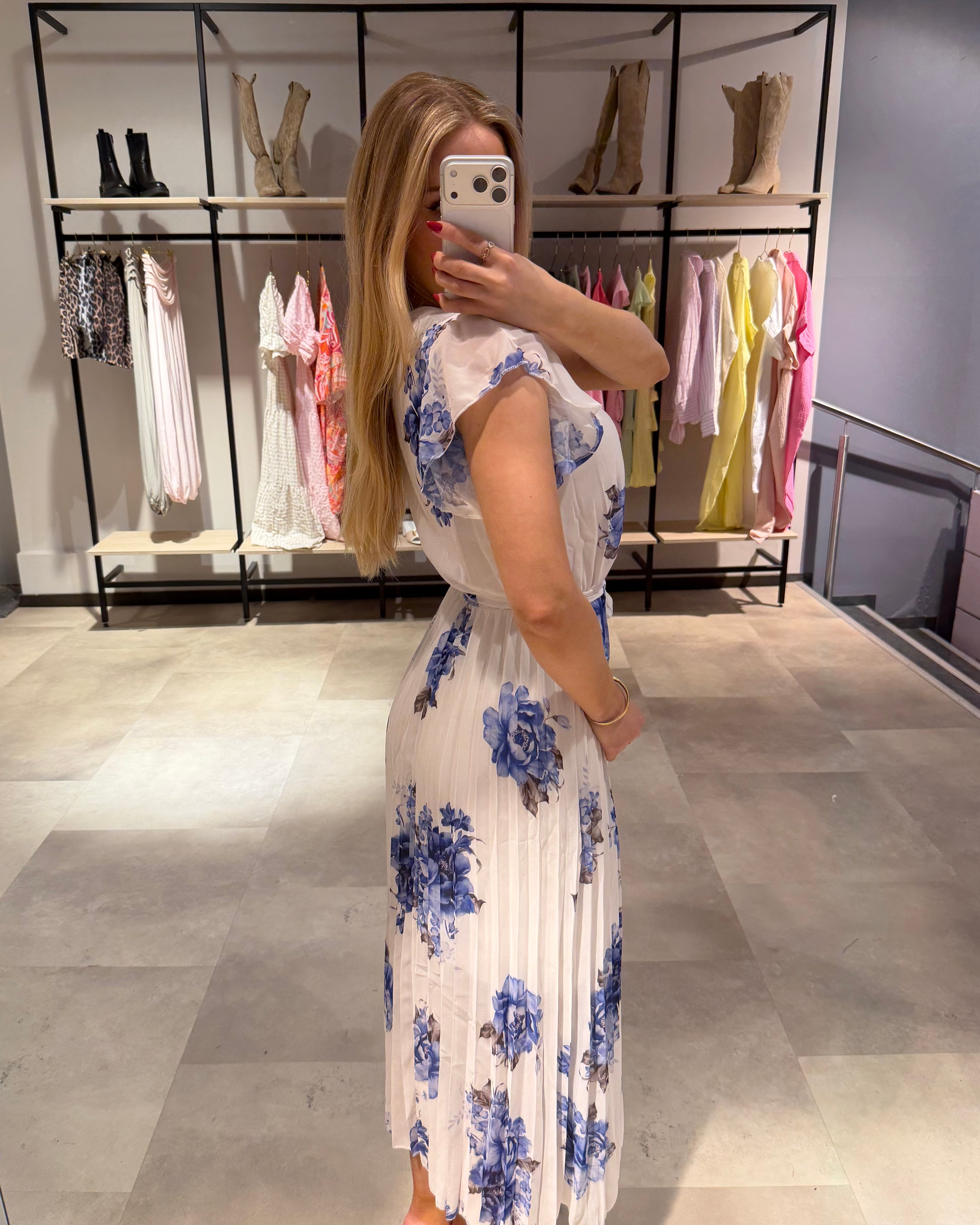 Maxikleid “Valentina” Weiß-Blau