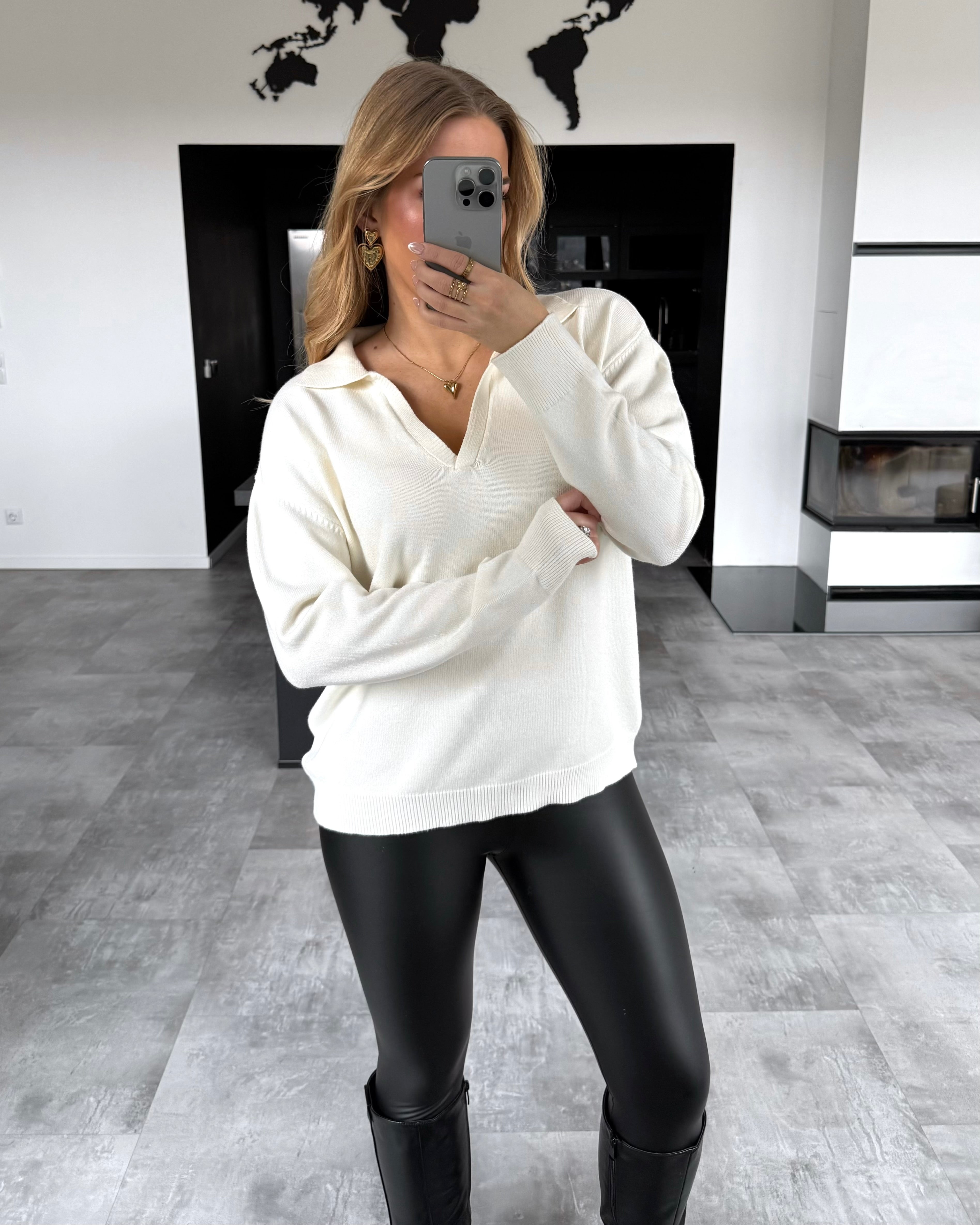 Polo Strickpullover "Vero" Ecru