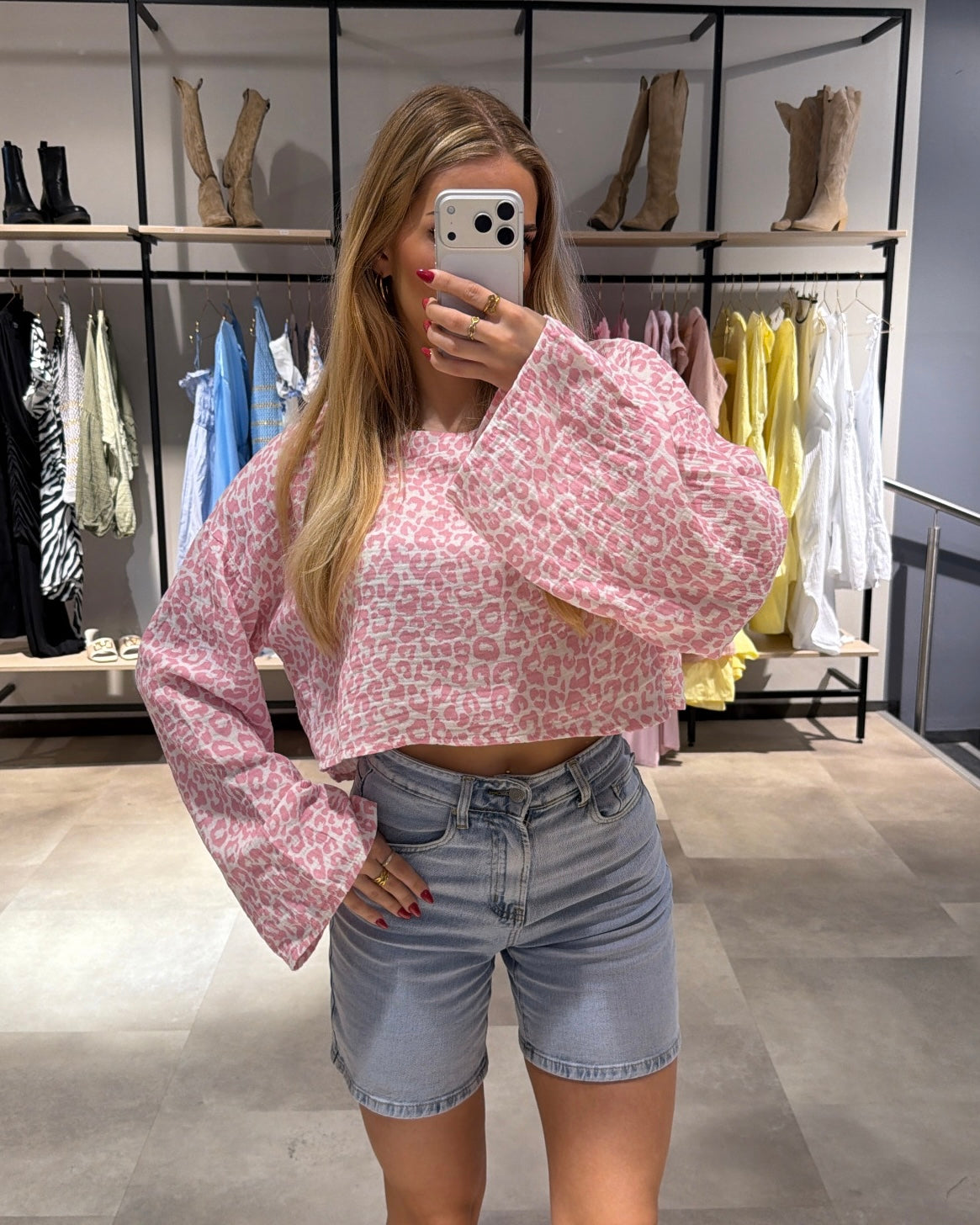 Musselin Shirt "Lexy" Leo Rosa