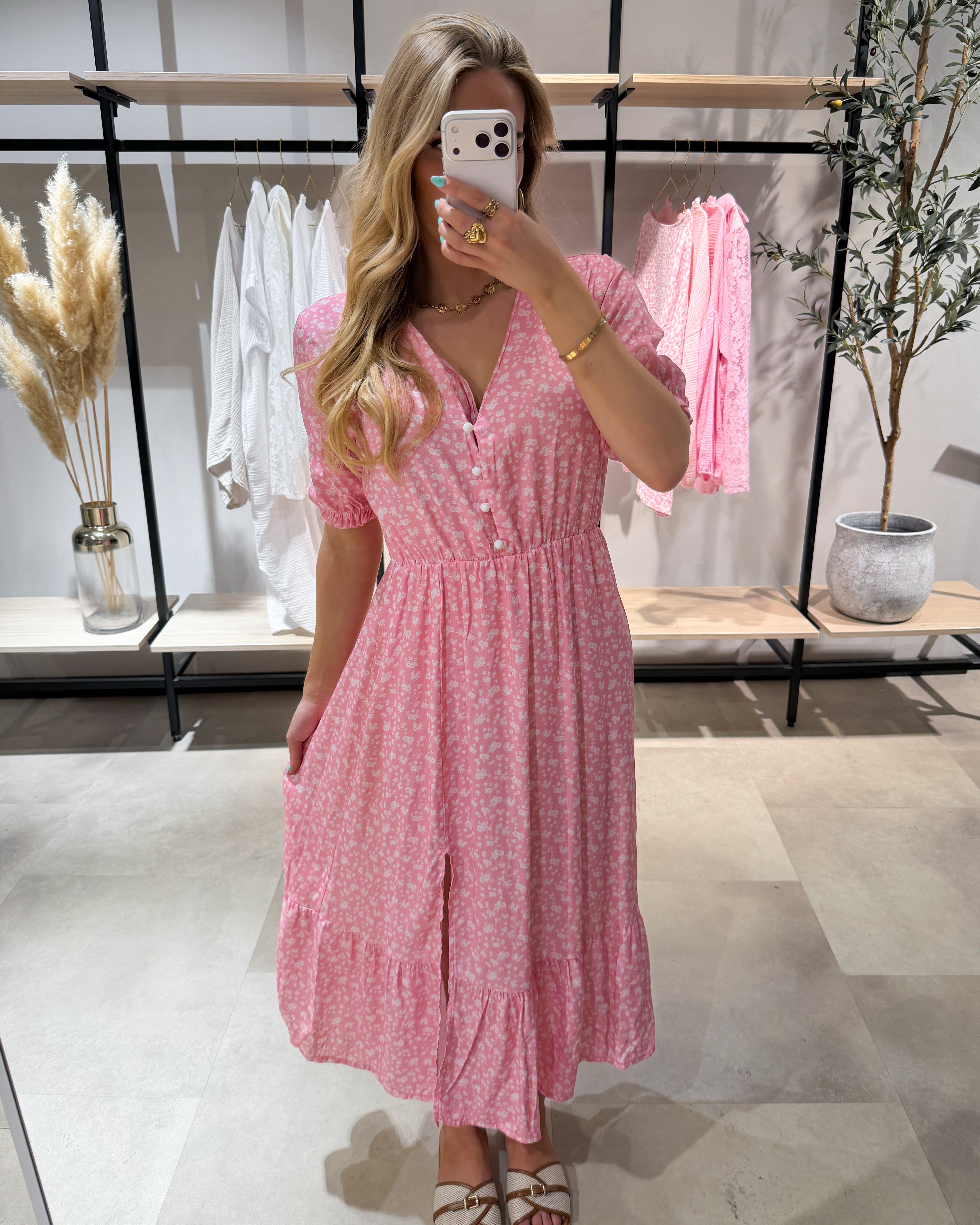 Maxikleid “Bloom” Blümchen Rosa